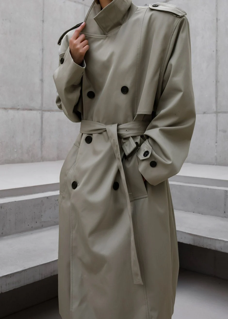 Eugene Trench Coat - Pale Khaki - Image 6