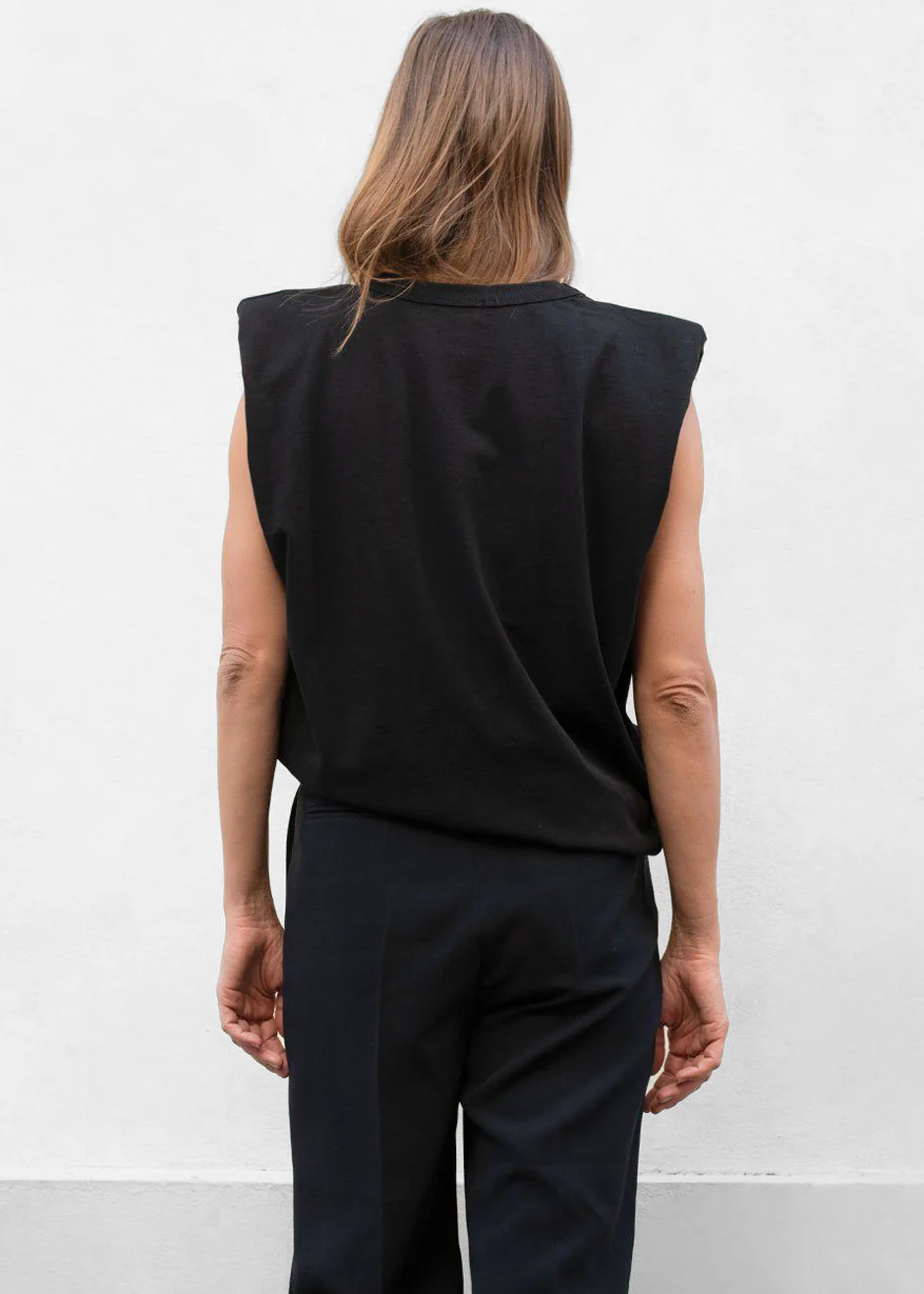 Eva Padded Shoulder Muscle T-Shirt - Black - Image 10