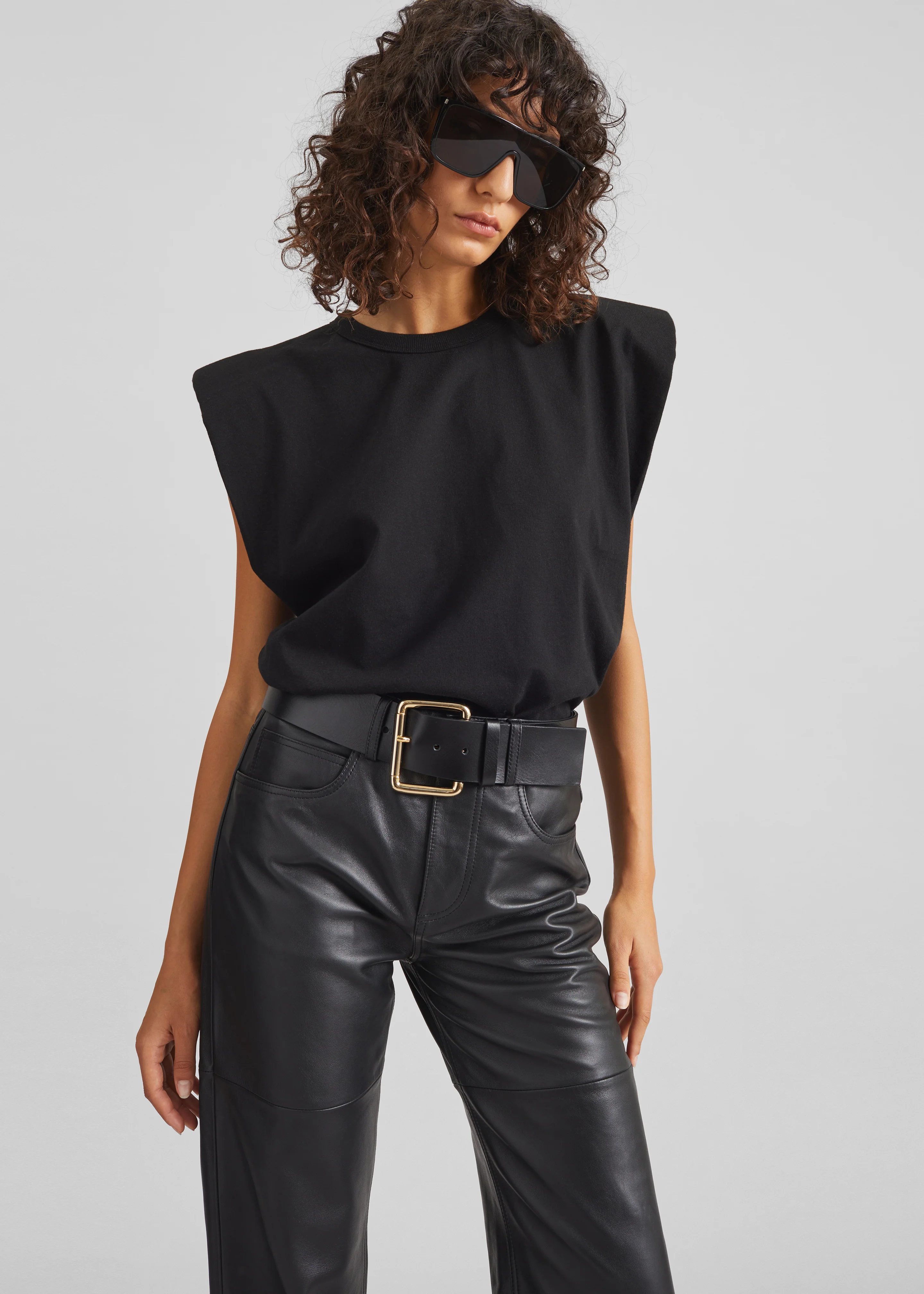 Eva Padded Shoulder Muscle T-Shirt - Black - Image 3