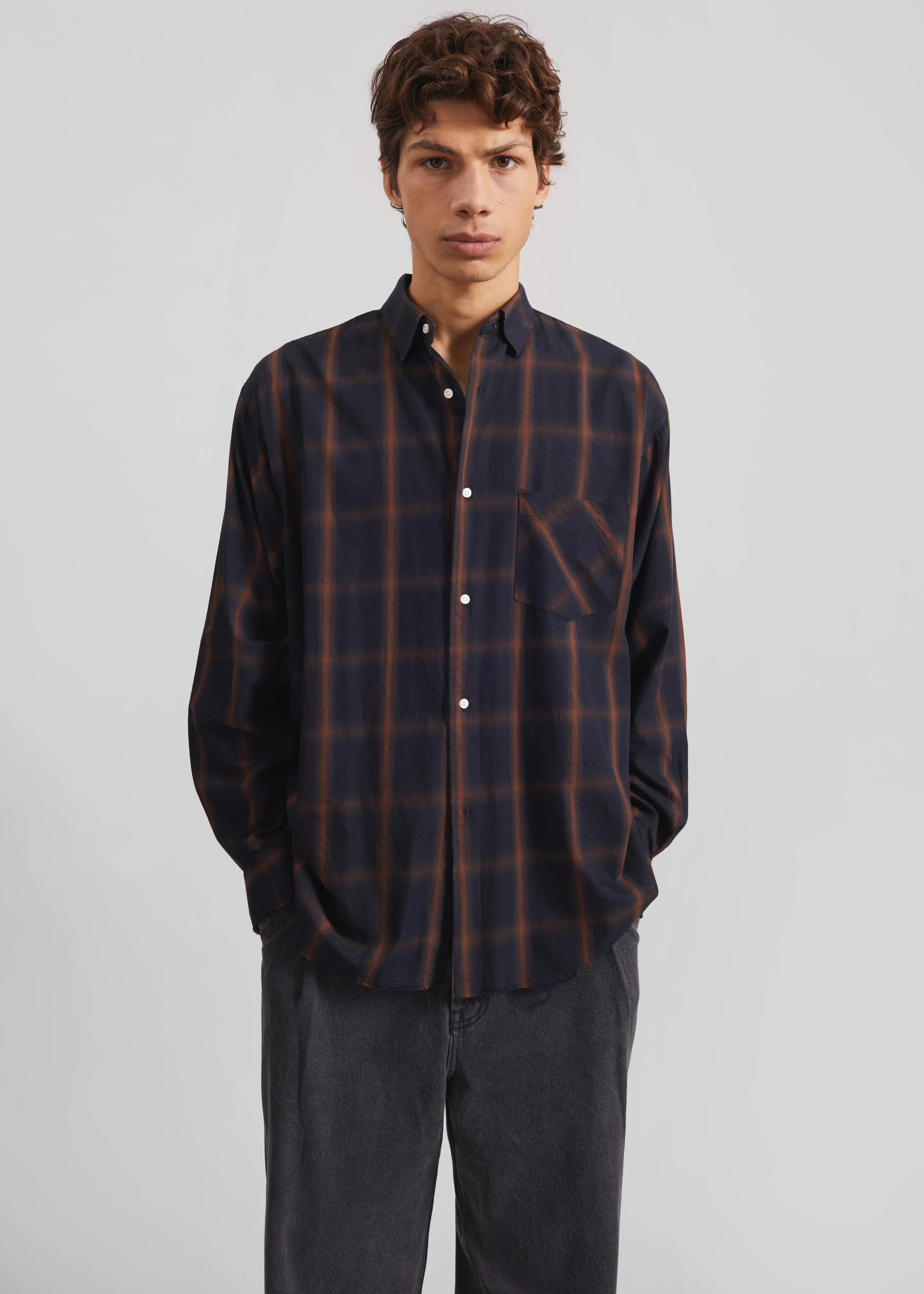 Evald Shirt - Navy Plaid - Image 5