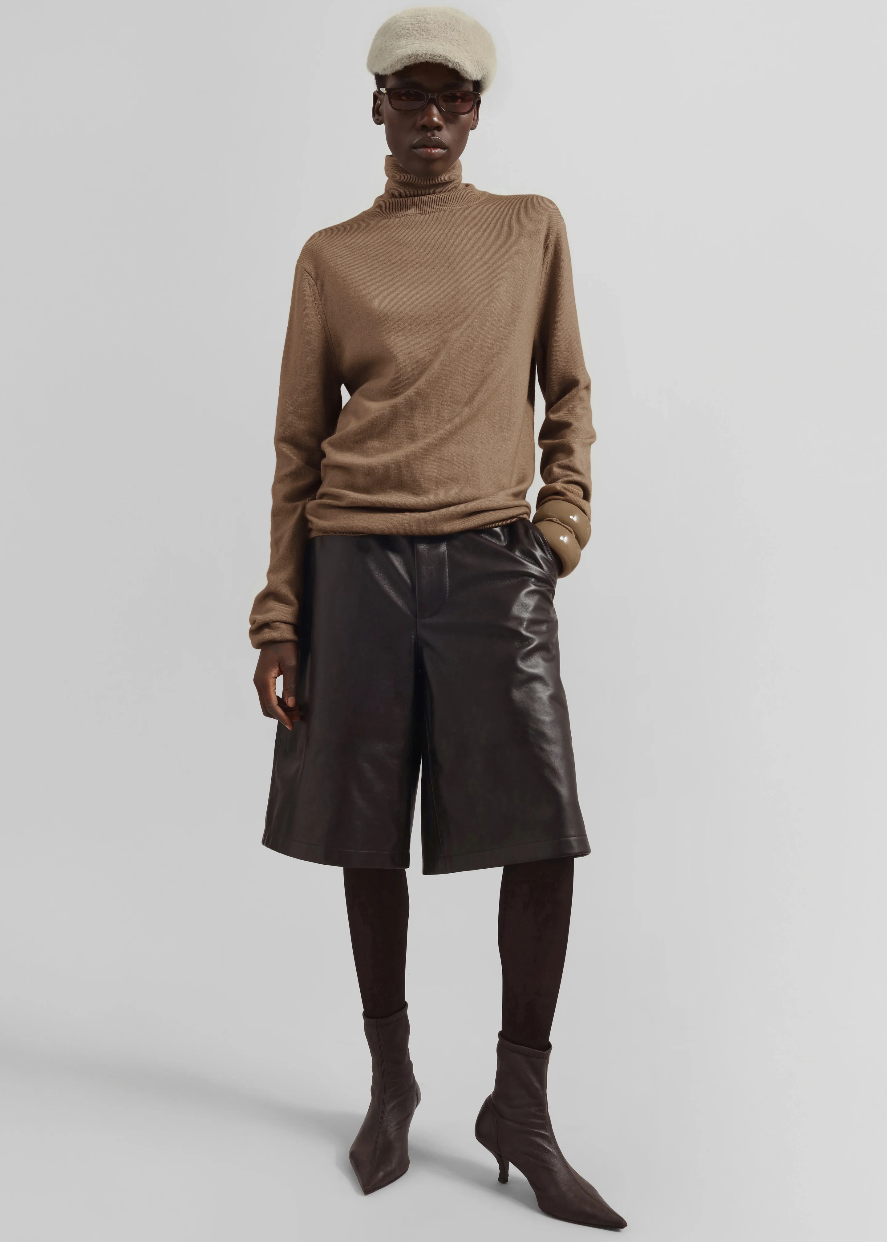 Eve Thin Turtleneck Sweater - Camel - Image 3