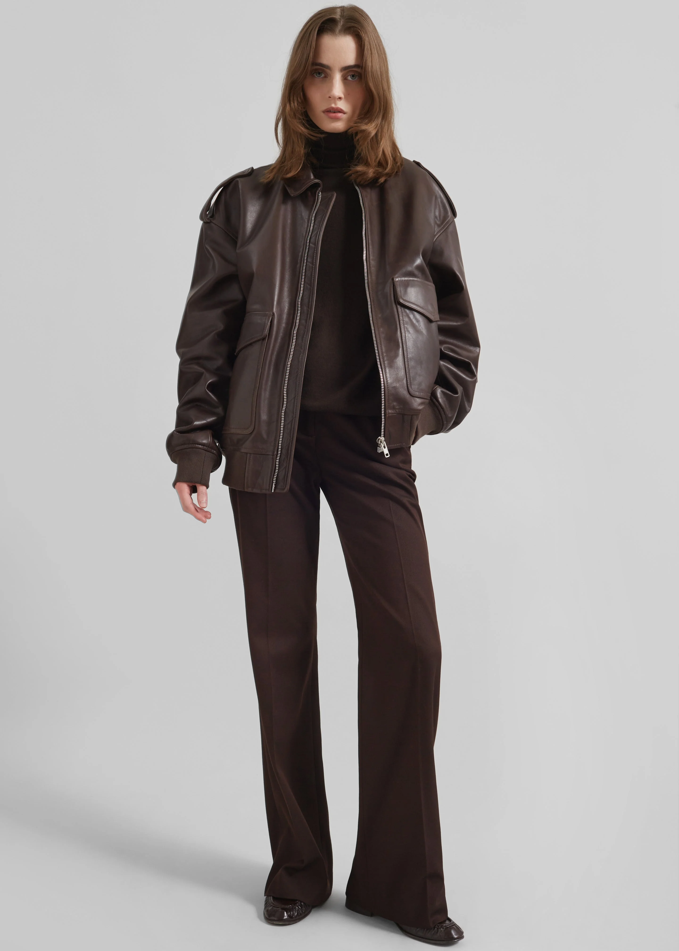 Eve Thin Turtleneck Sweater - Dark Brown - Image 6