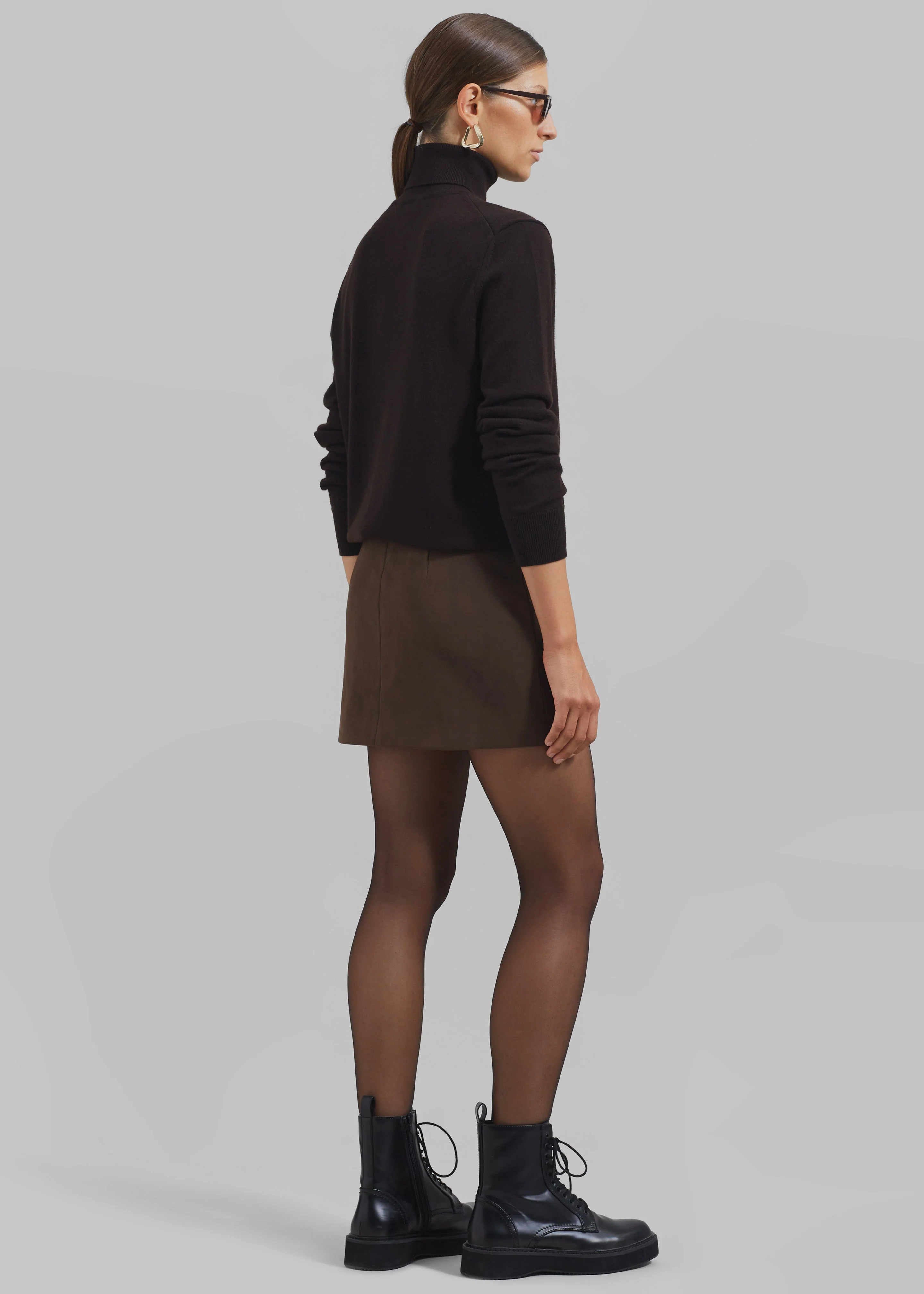 Eve Thin Turtleneck Sweater - Dark Brown - Image 9