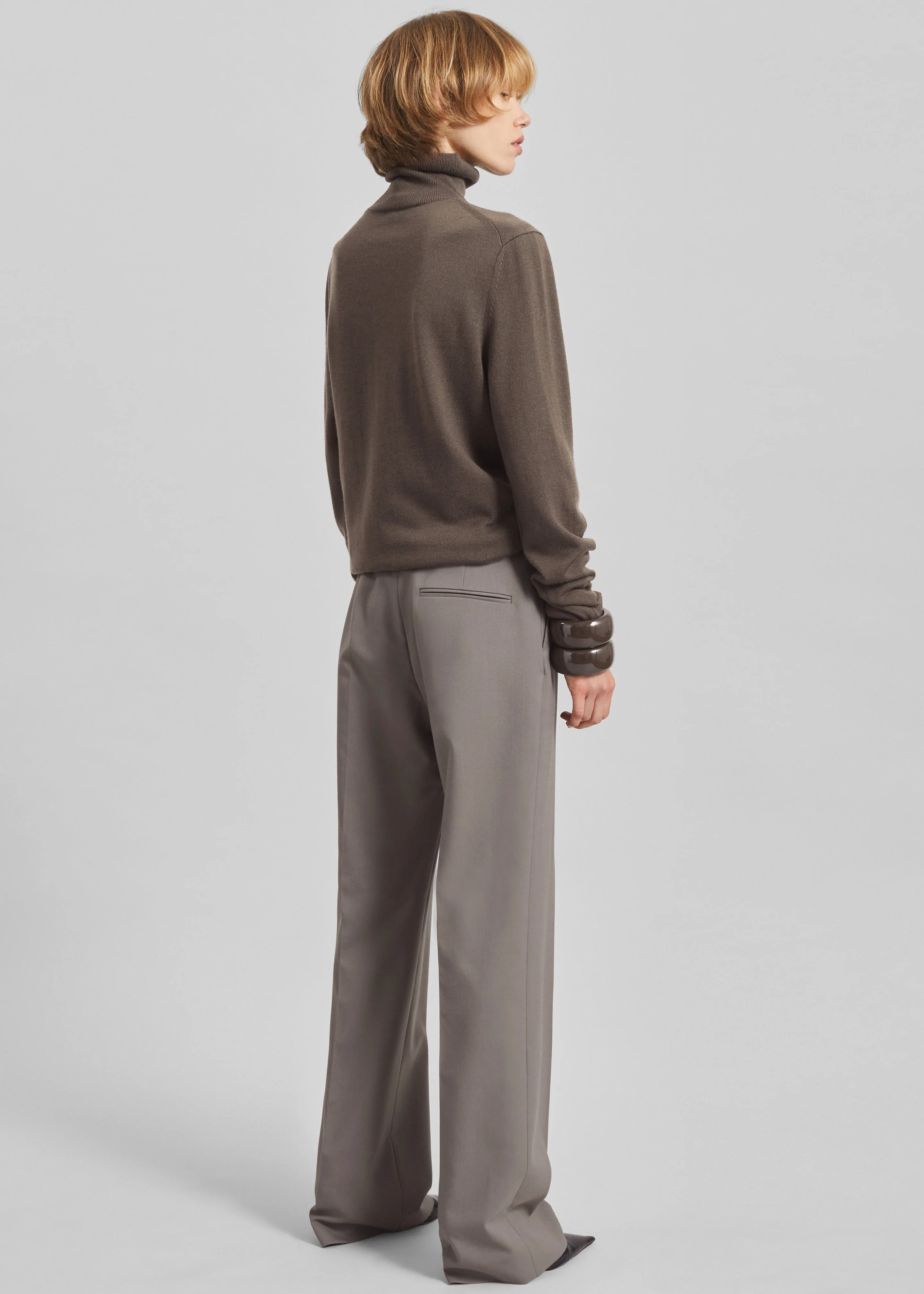 Eve Thin Turtleneck Sweater - Dark Taupe - Image 5
