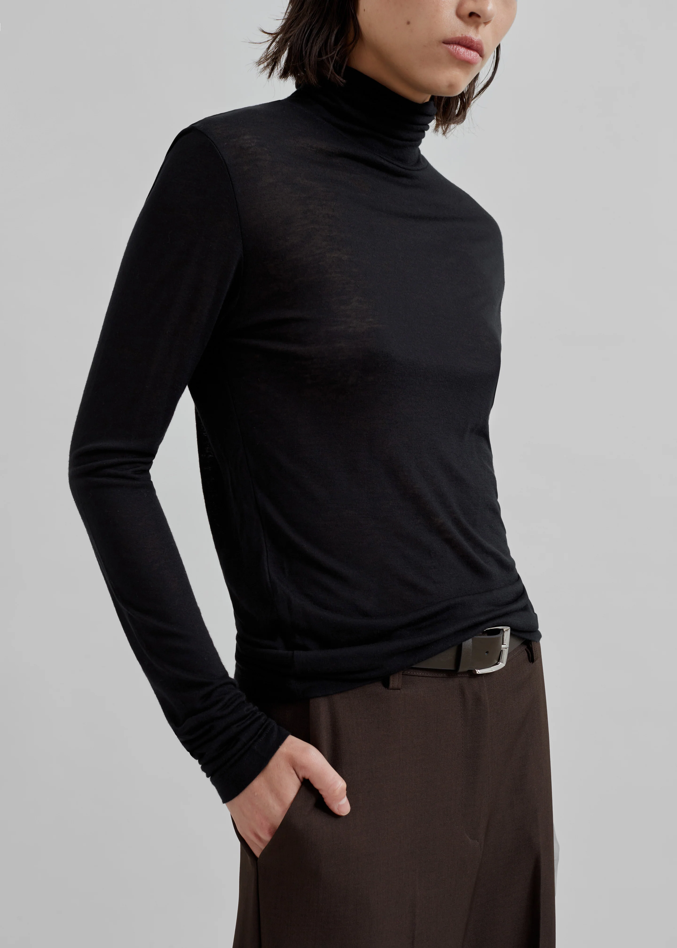 Evren Sheer Turtleneck - Black - Image 3