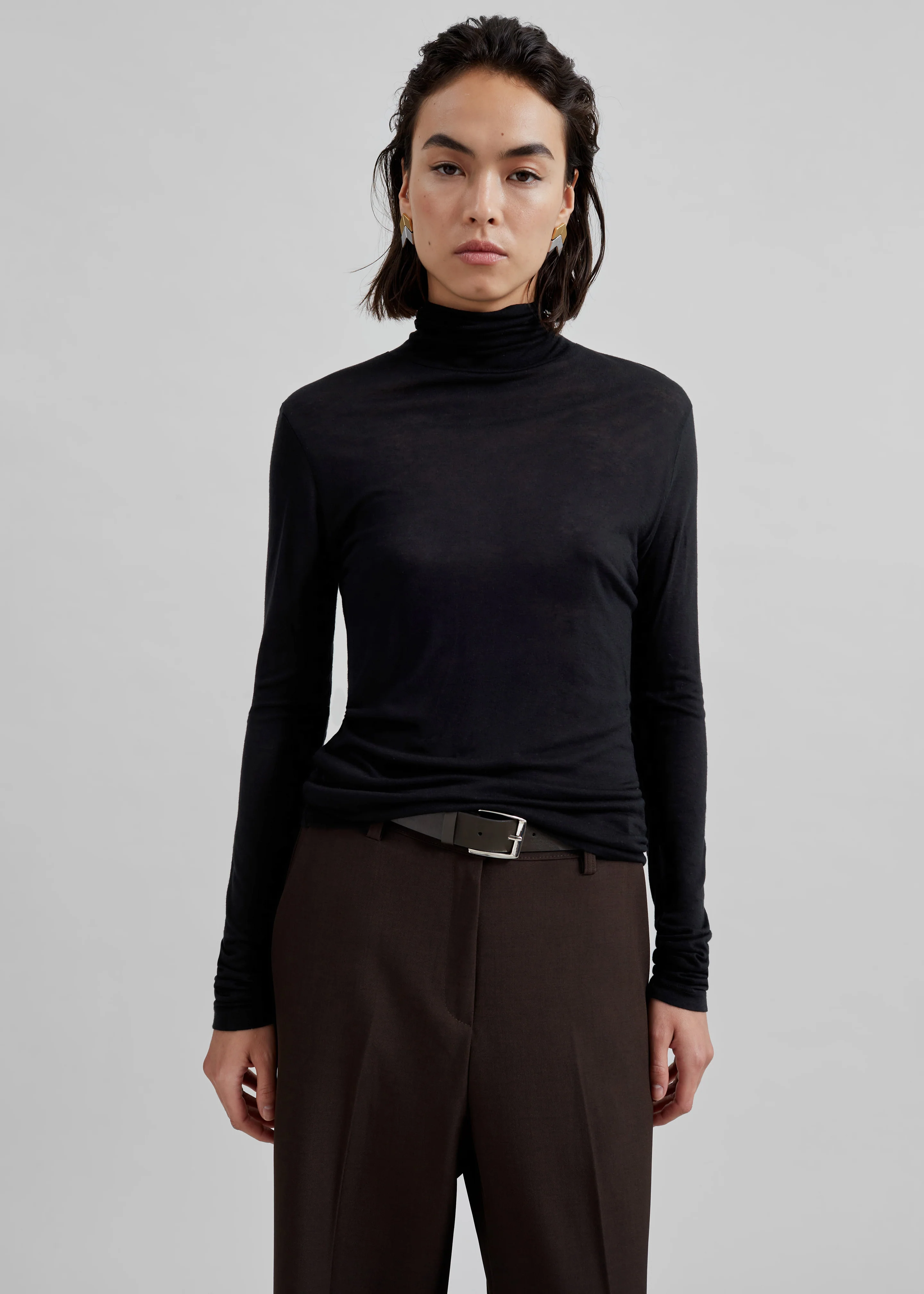 Evren Sheer Turtleneck - Black - Image 4