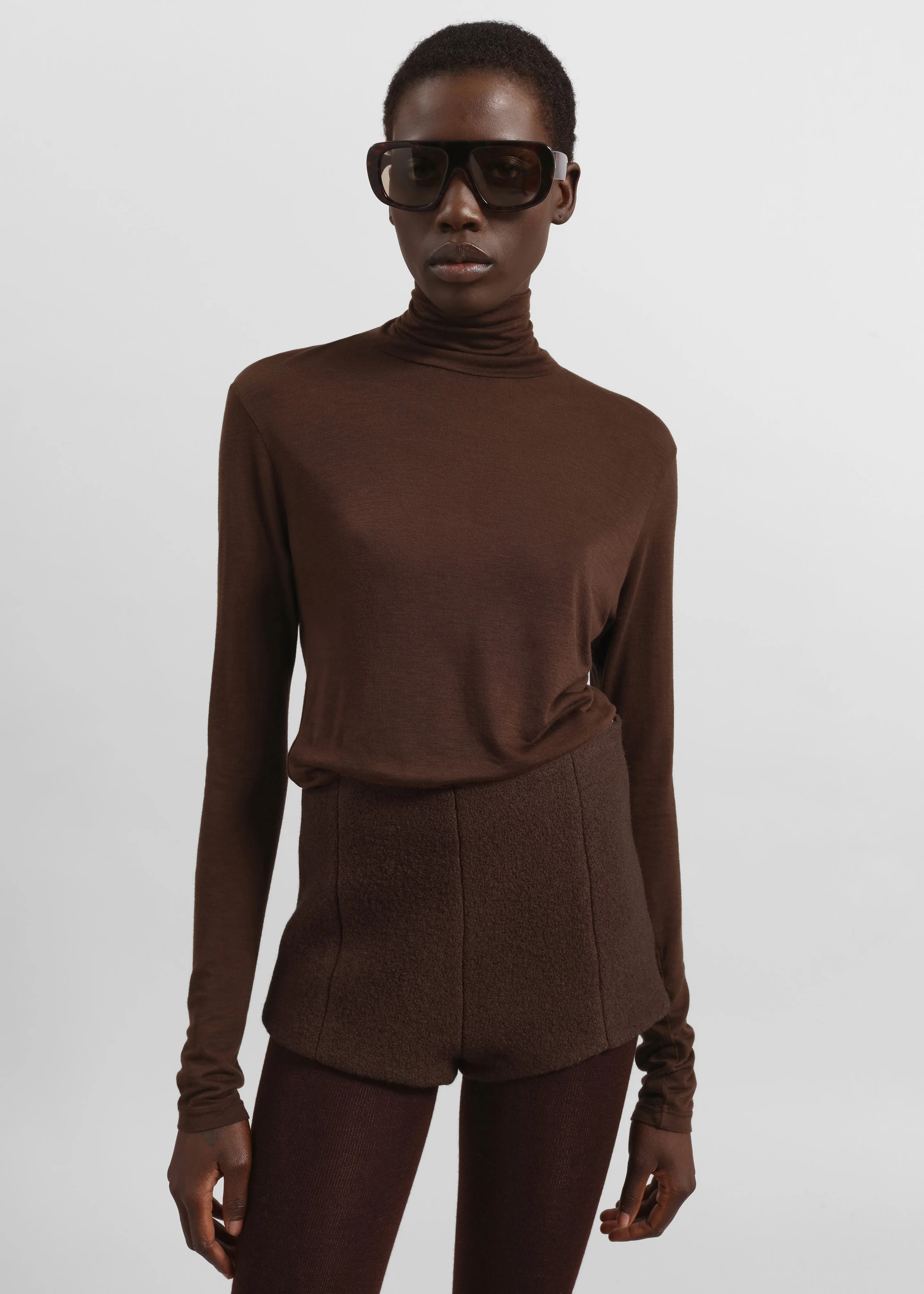 Evren Sheer Turtleneck - Brown - Image 4