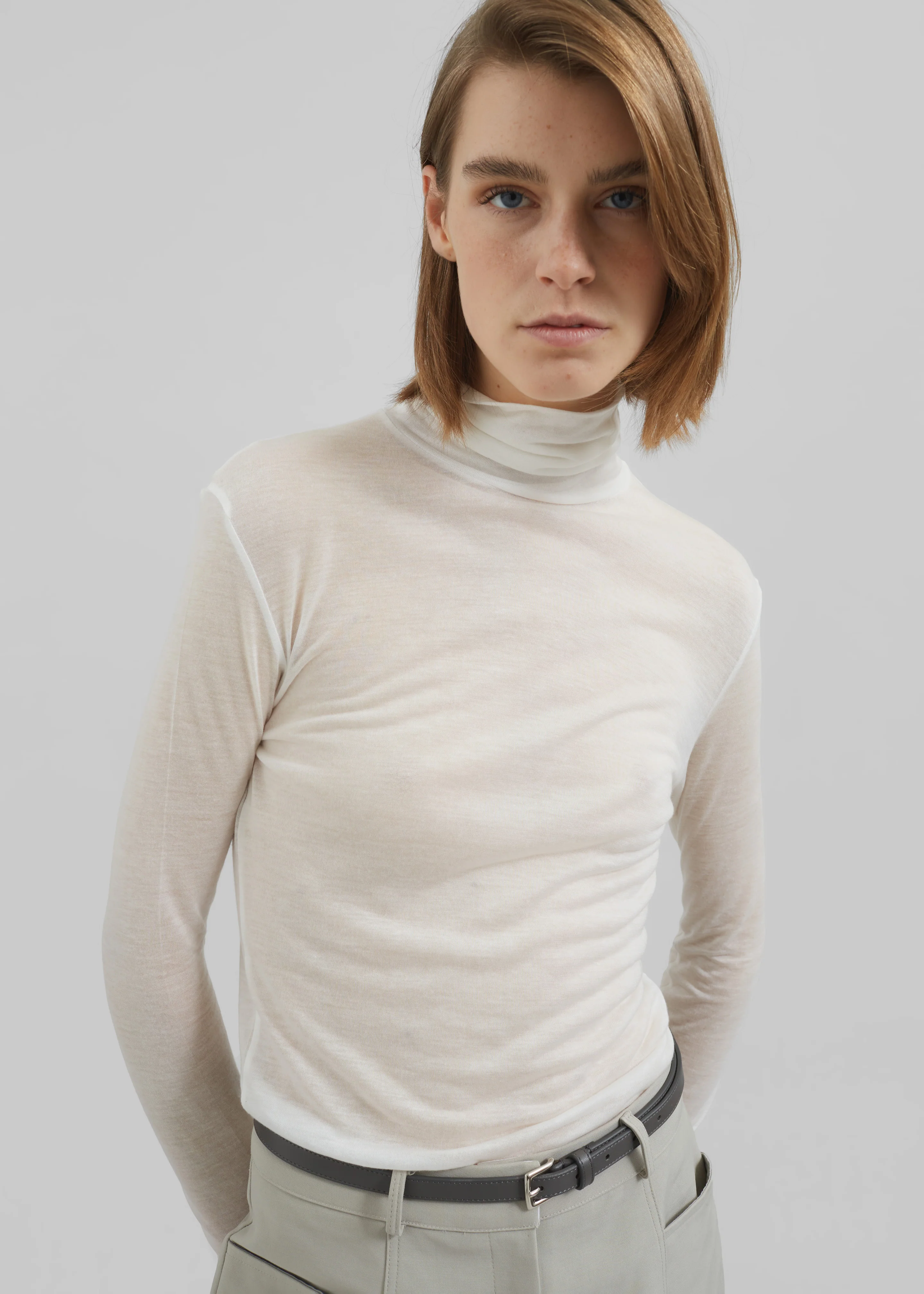 Evren Sheer Turtleneck - White - Image 2