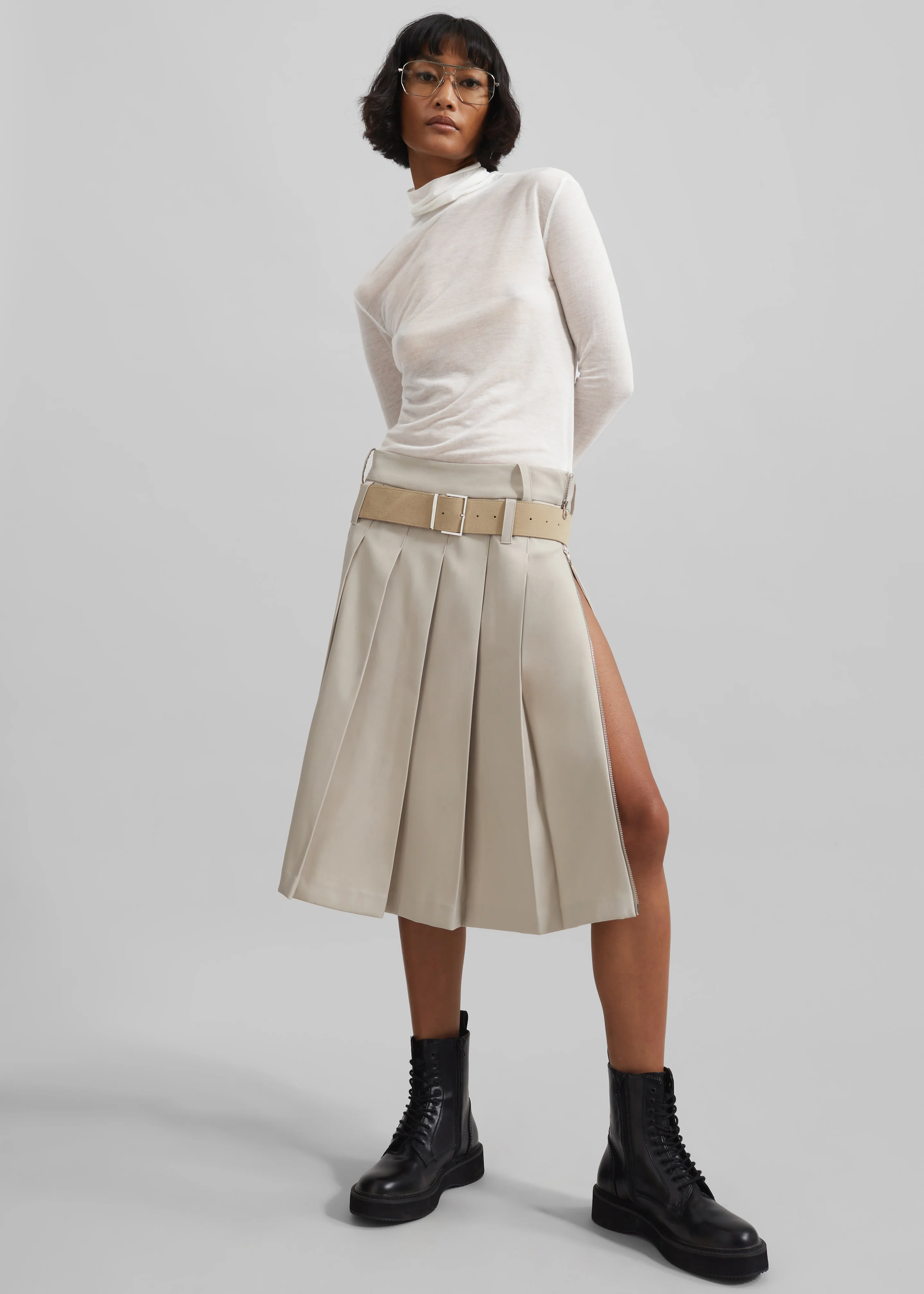 Evren Sheer Turtleneck - White - Image 4