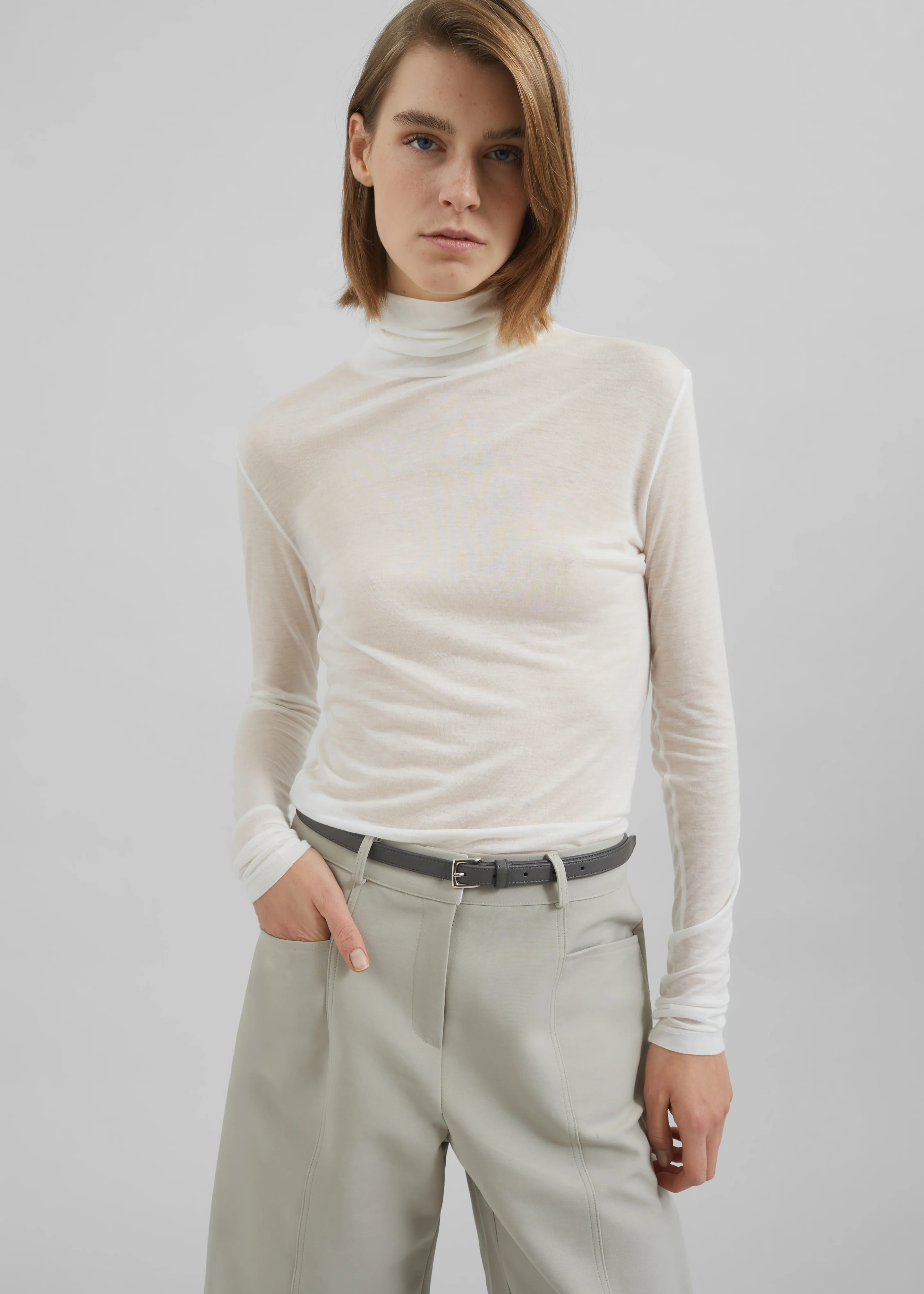 Evren Sheer Turtleneck - White - Image 5