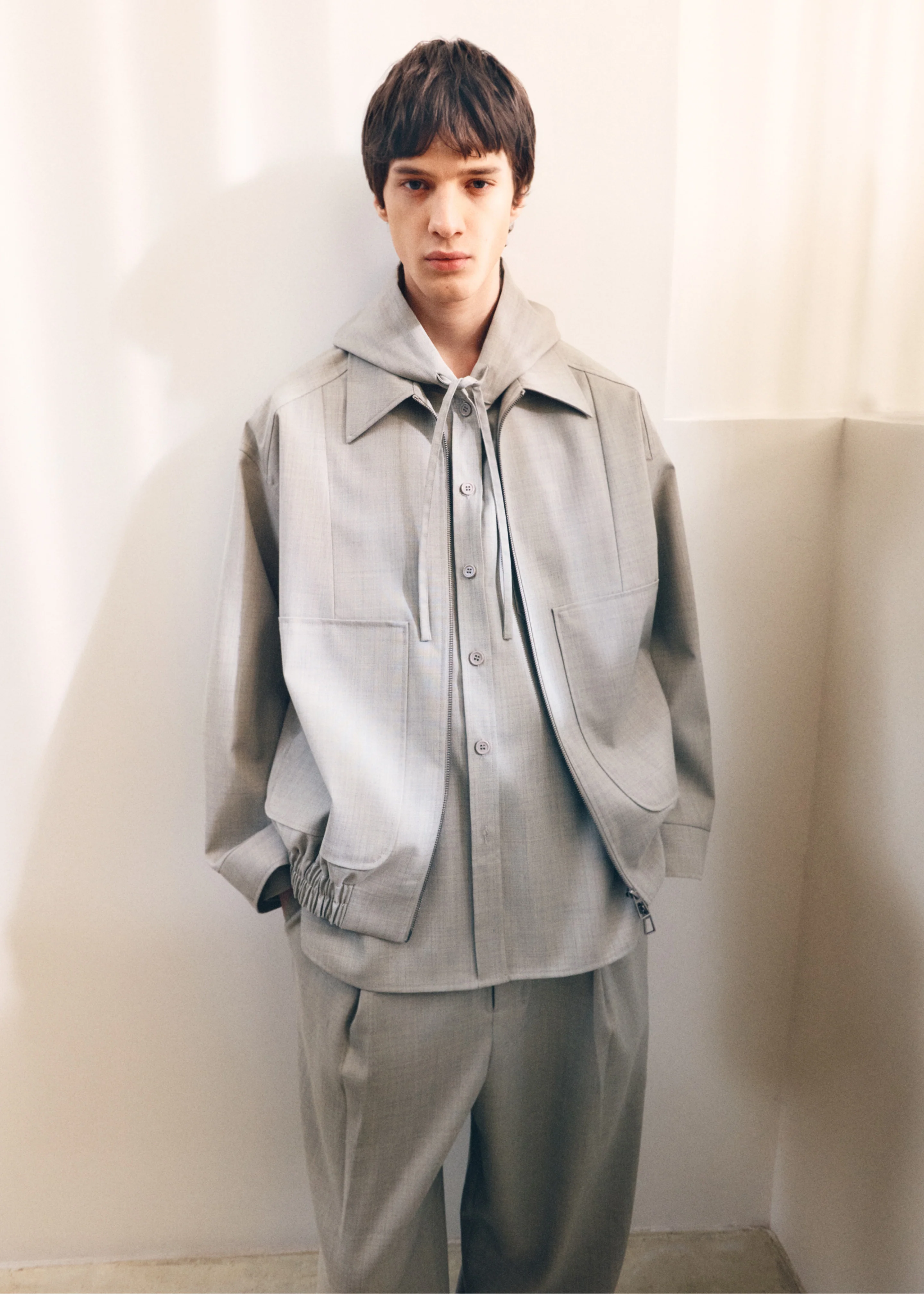 Felix Textured Jacket - Greige Melange - Image 5