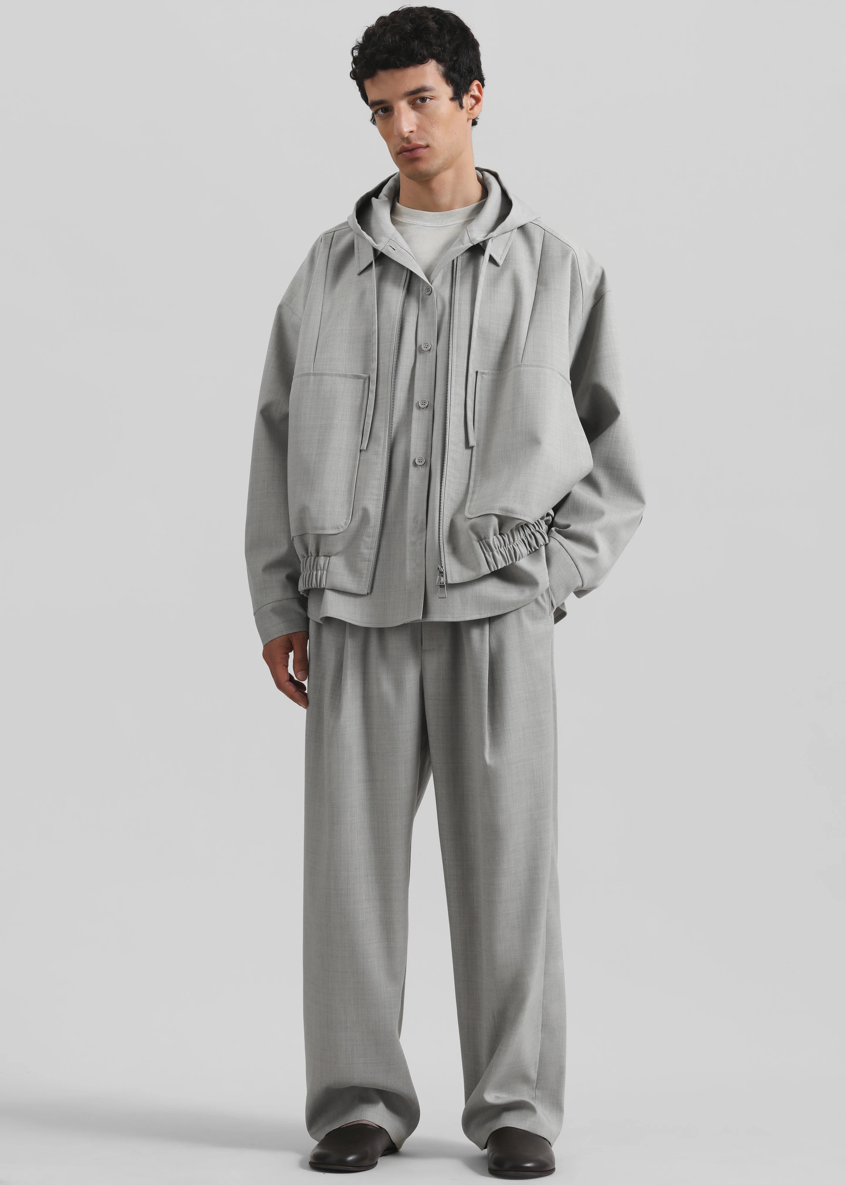 Felix Textured Jacket - Greige Melange - Image 7