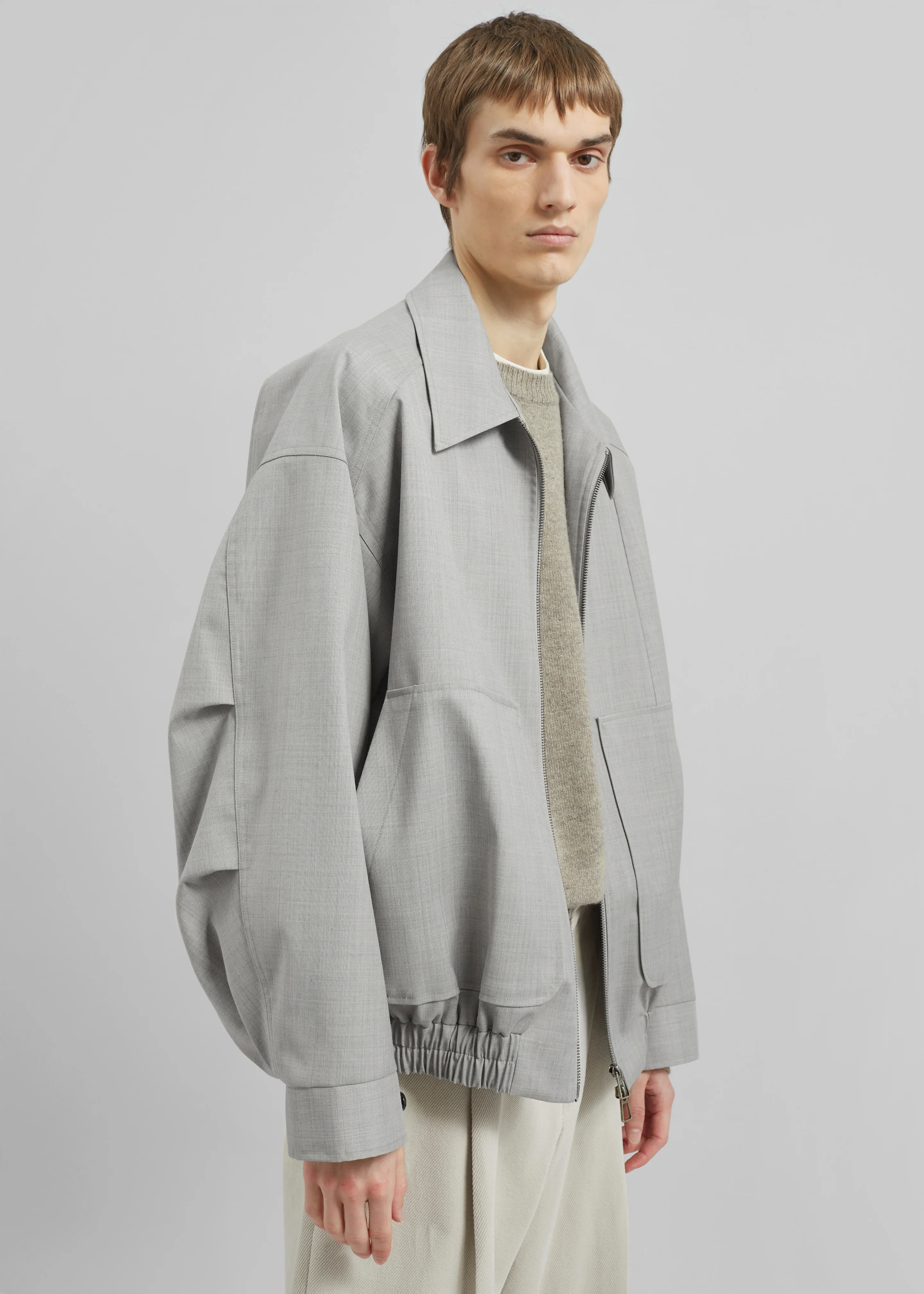 Felix Textured Jacket - Greige Melange - Image 8