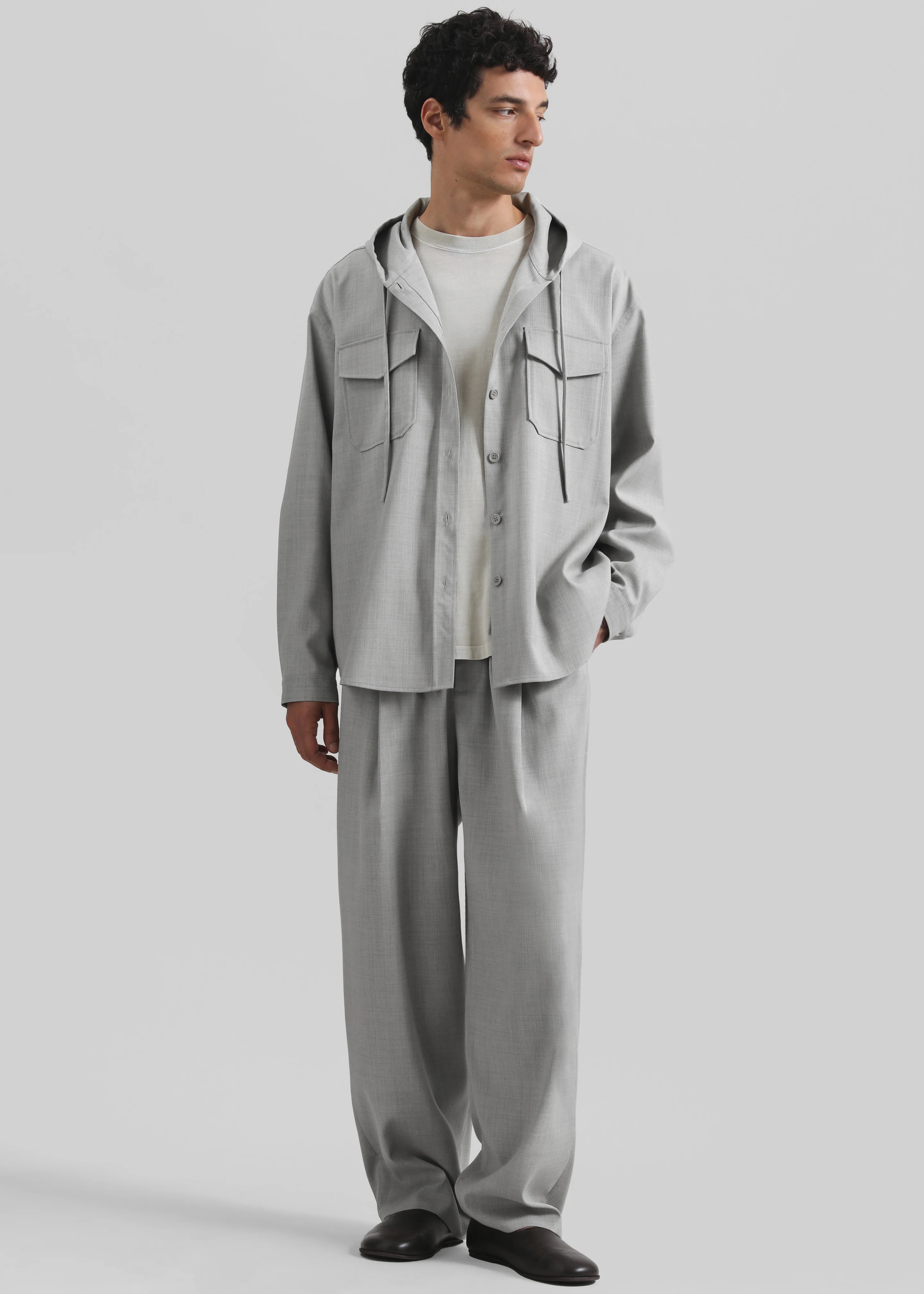Felix Textured Trousers - Greige Melange - Image 5