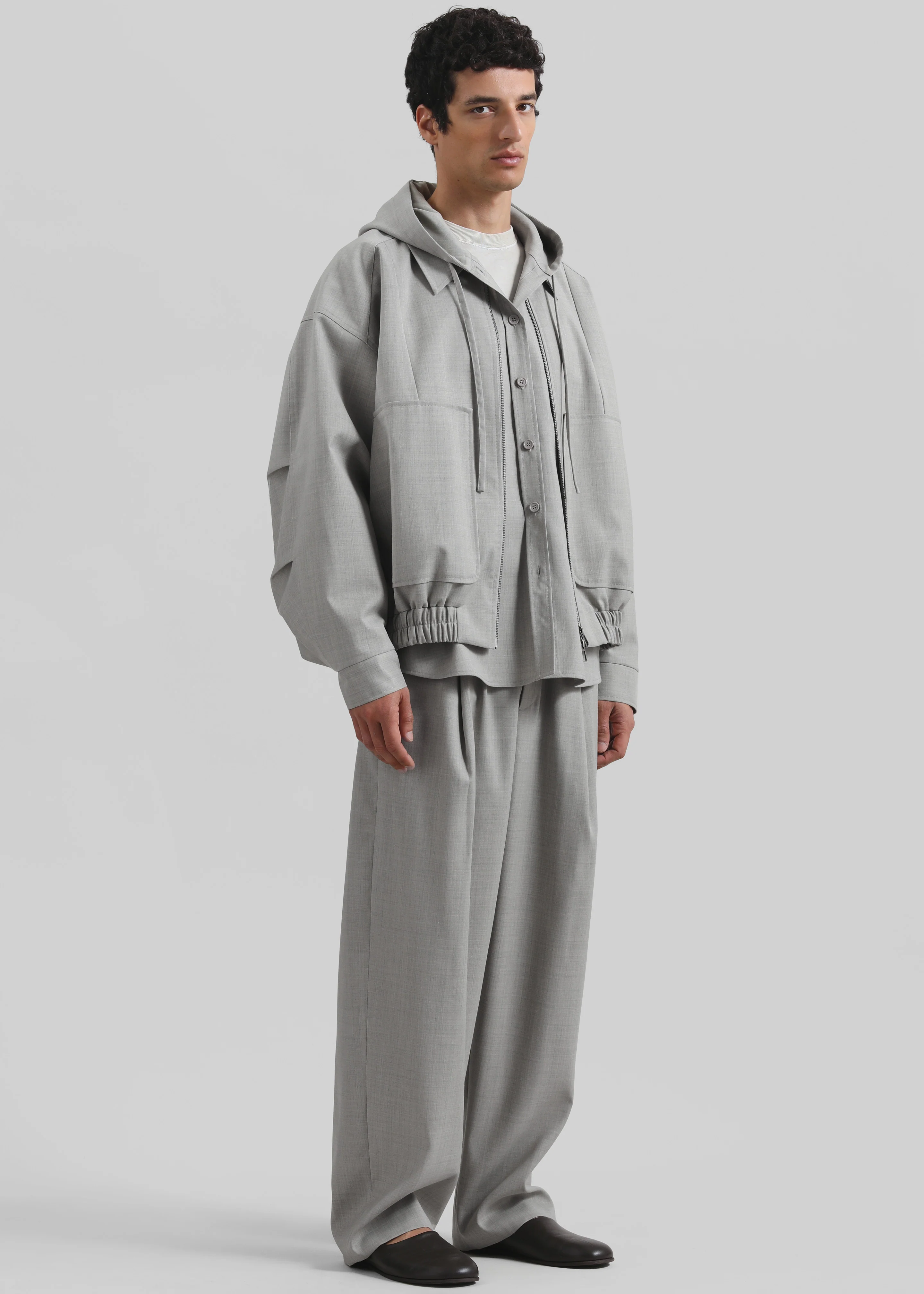 Felix Textured Trousers - Greige Melange - Image 7