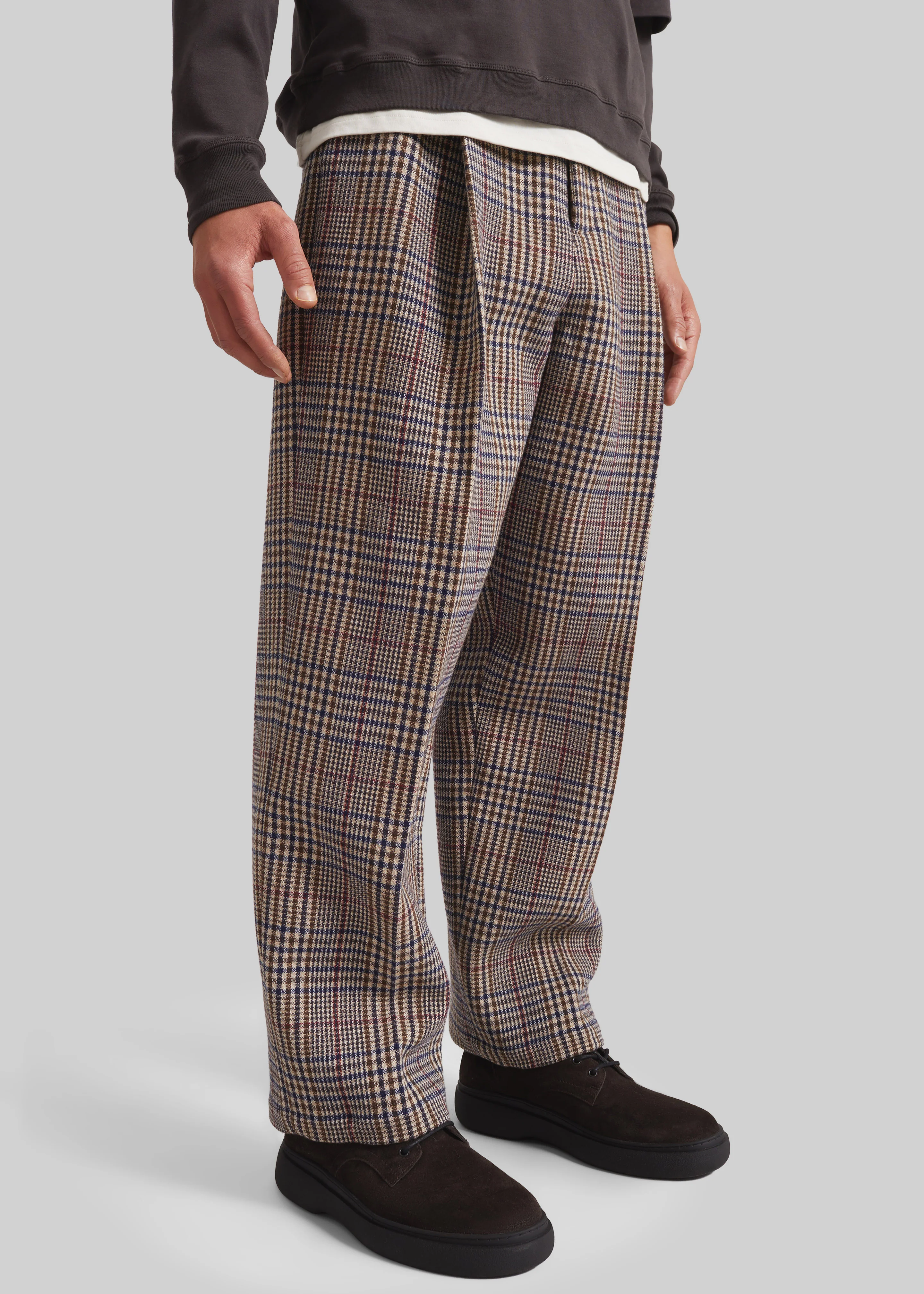 Felix Wool Trousers - Beige Glen Plaid - Image 5