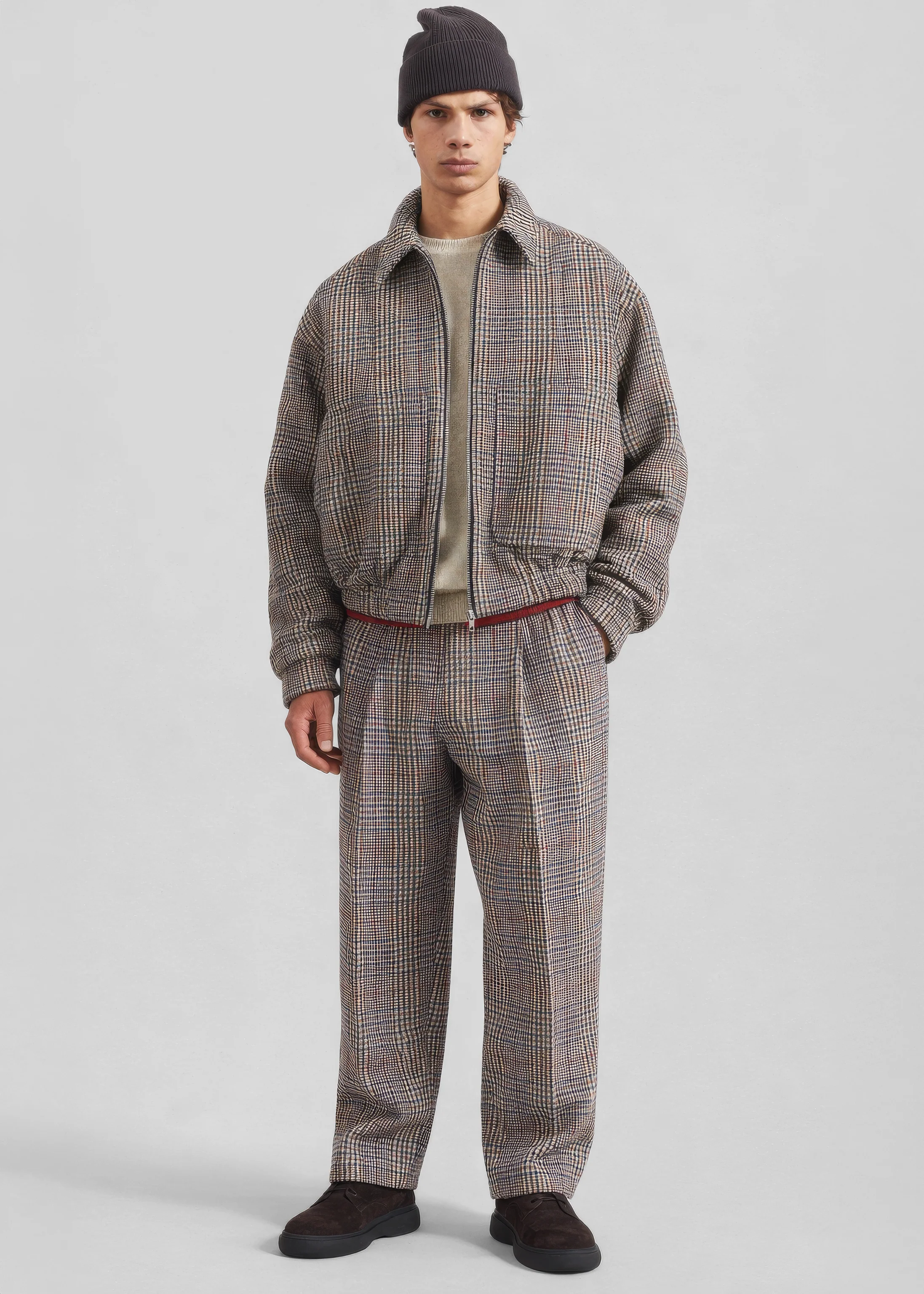 Felix Wool Trousers - Beige Glen Plaid - Image 7