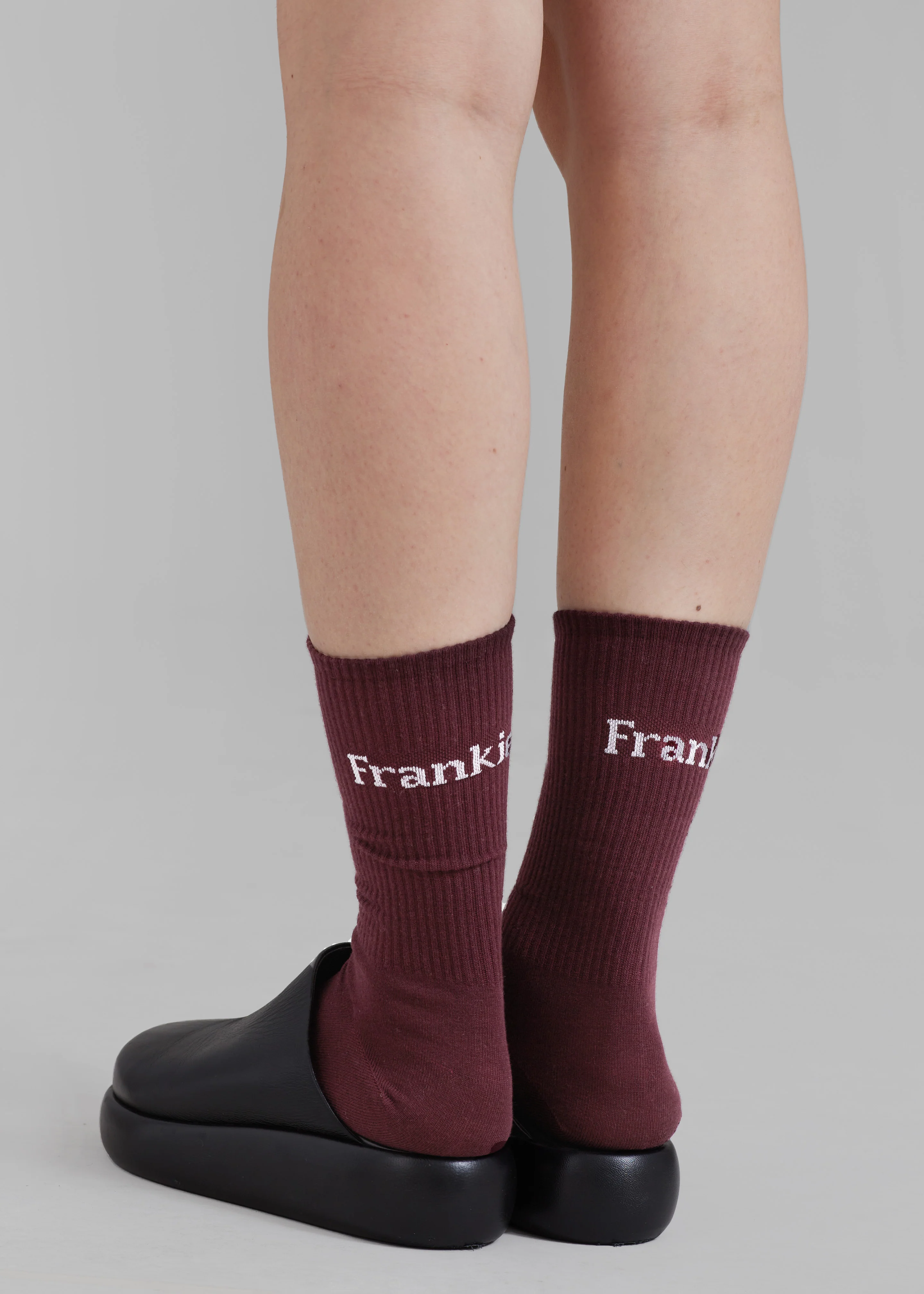 Frankie in English Ribbed Socks - Bordeaux - Image 3