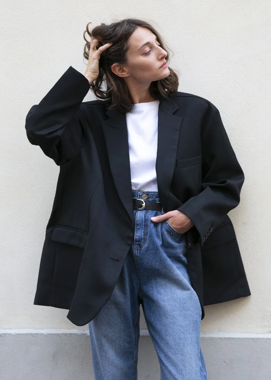 Frankie Oversized Boyfriend Blazer - Black - Image 3