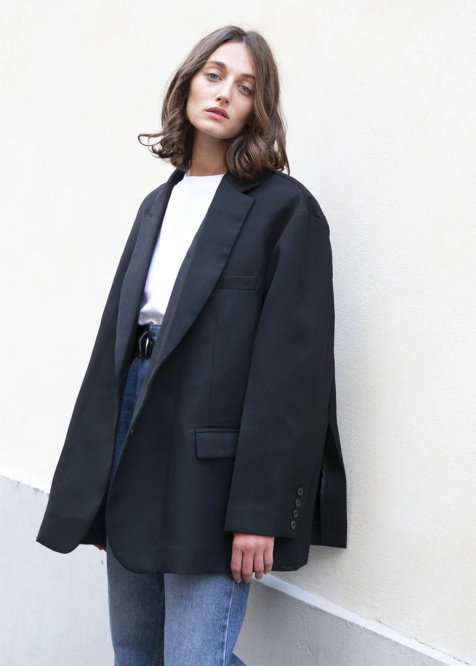 Frankie Oversized Boyfriend Blazer - Black - Image 7