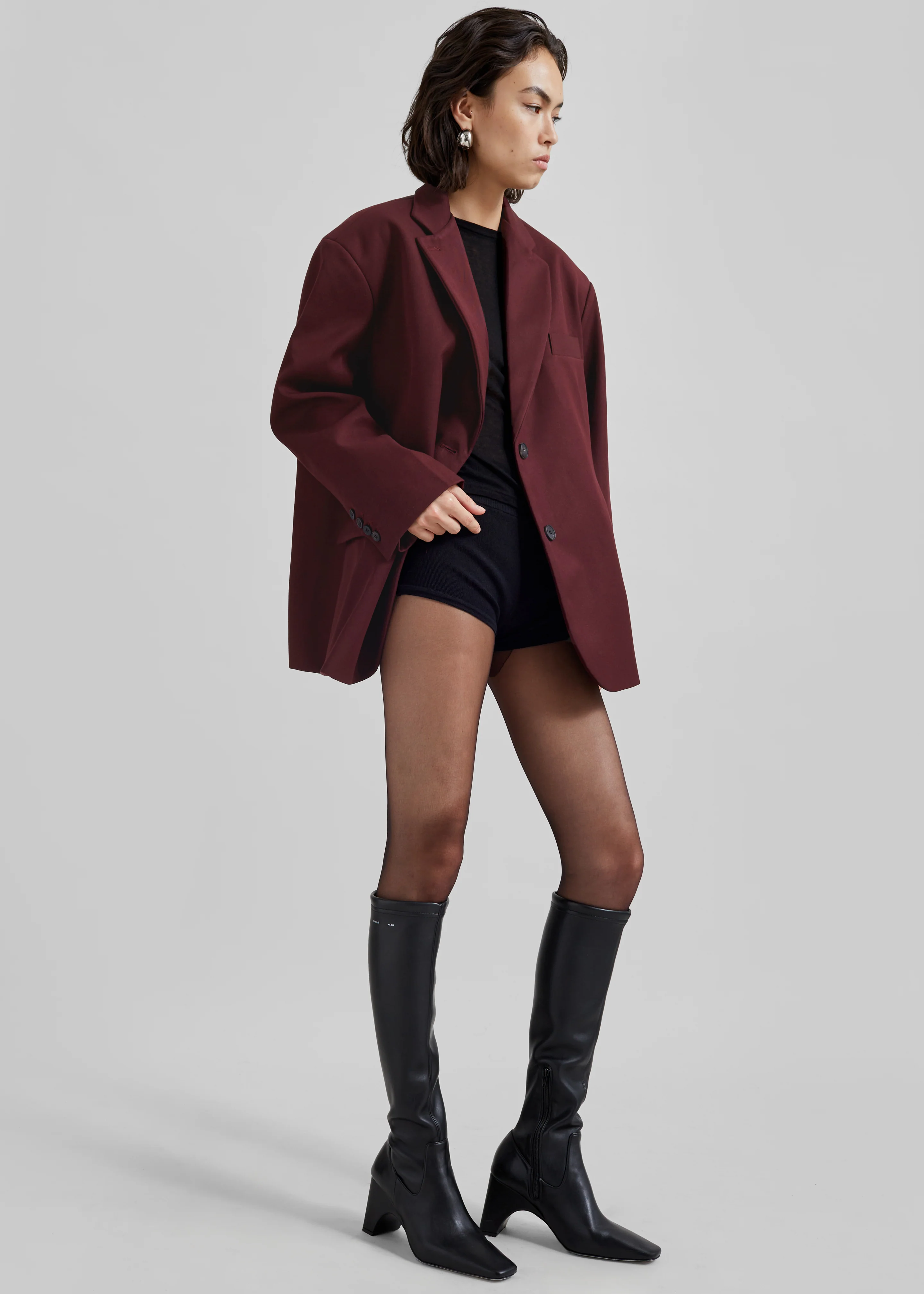 Frankie Oversized Boyfriend Blazer - Burgundy - Image 2