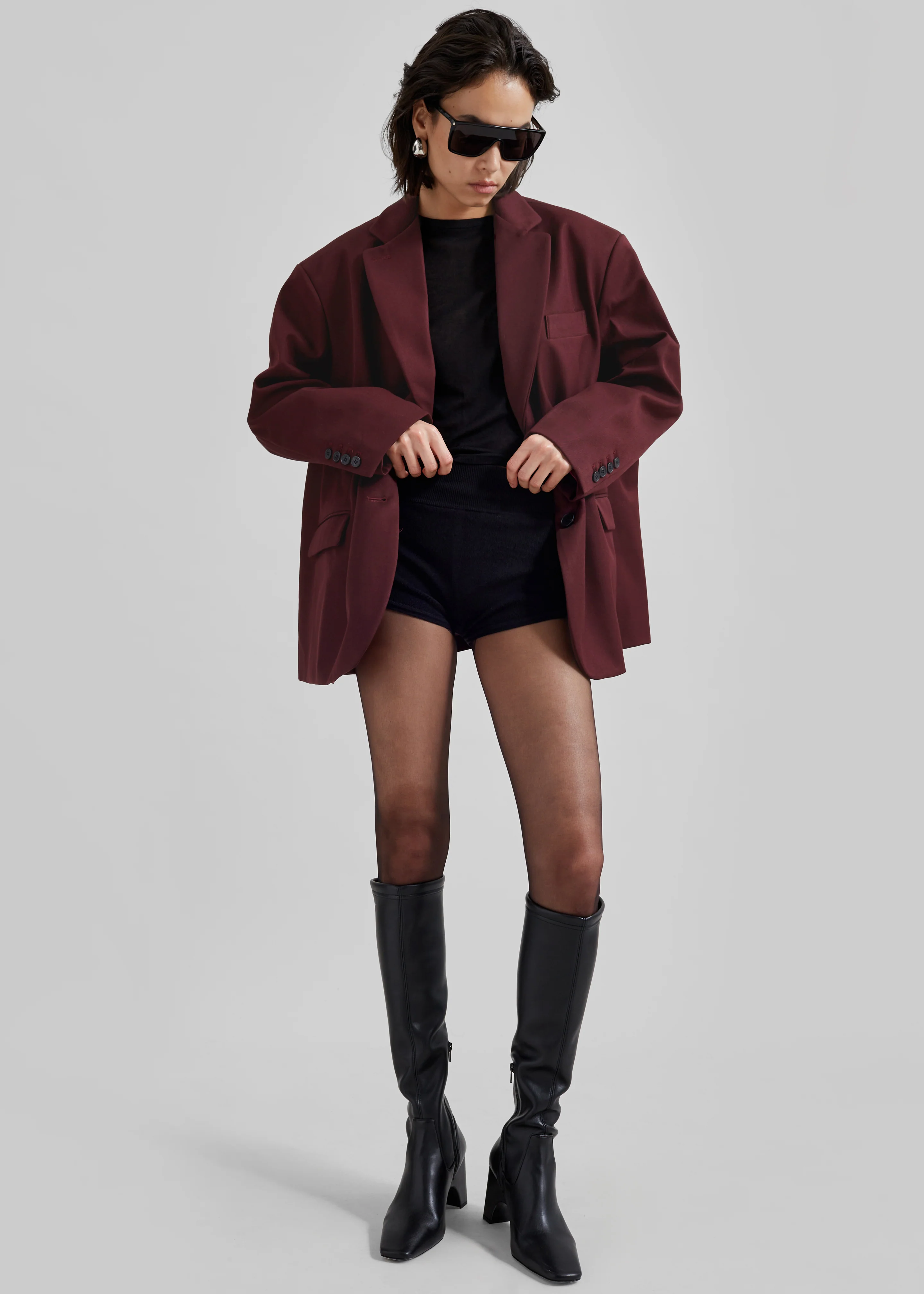 Frankie Oversized Boyfriend Blazer - Burgundy - Image 5