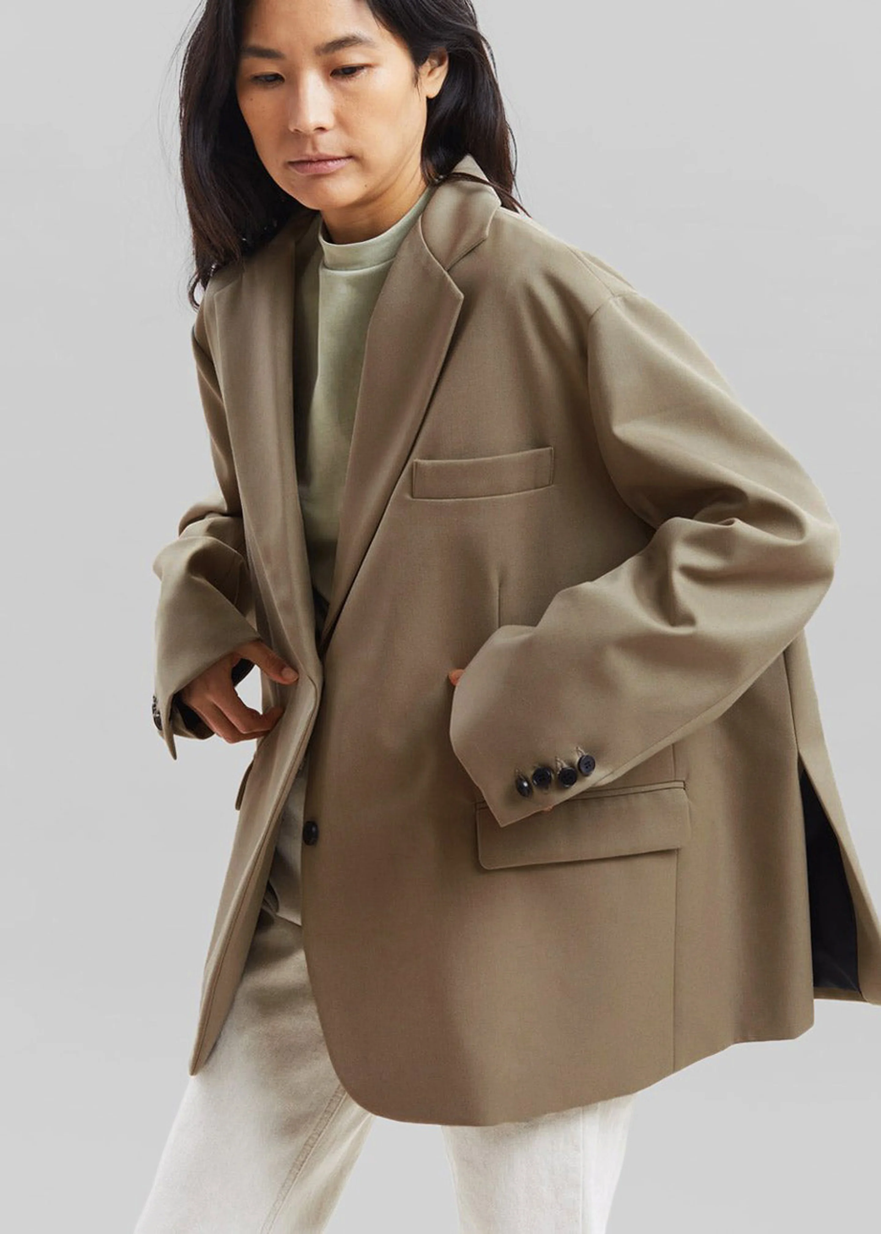 Frankie Oversized Boyfriend Blazer - Desert Taupe - Image 4