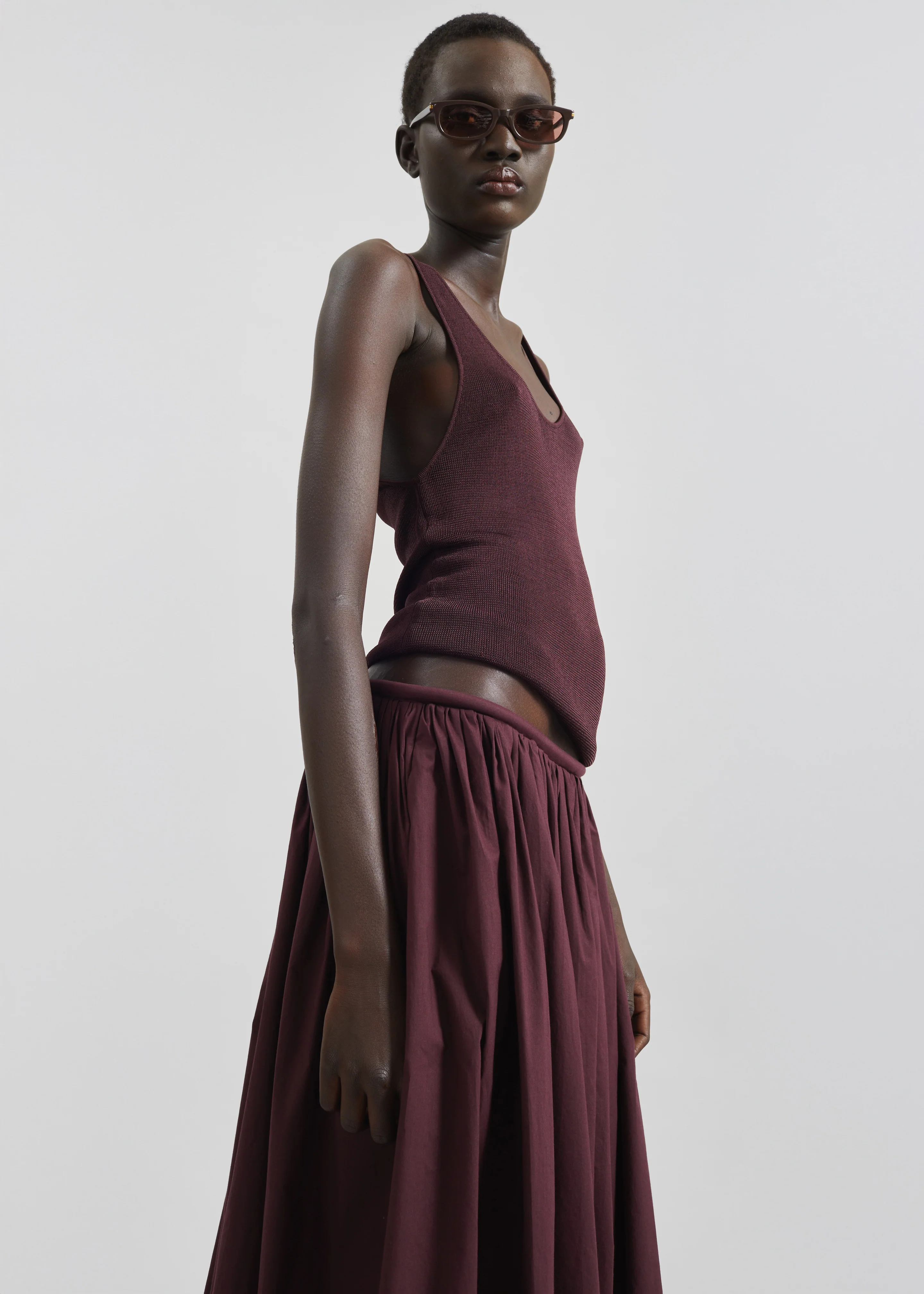 Gaeta Wide Corded Waistband Culottes - Burgundy - Image 3