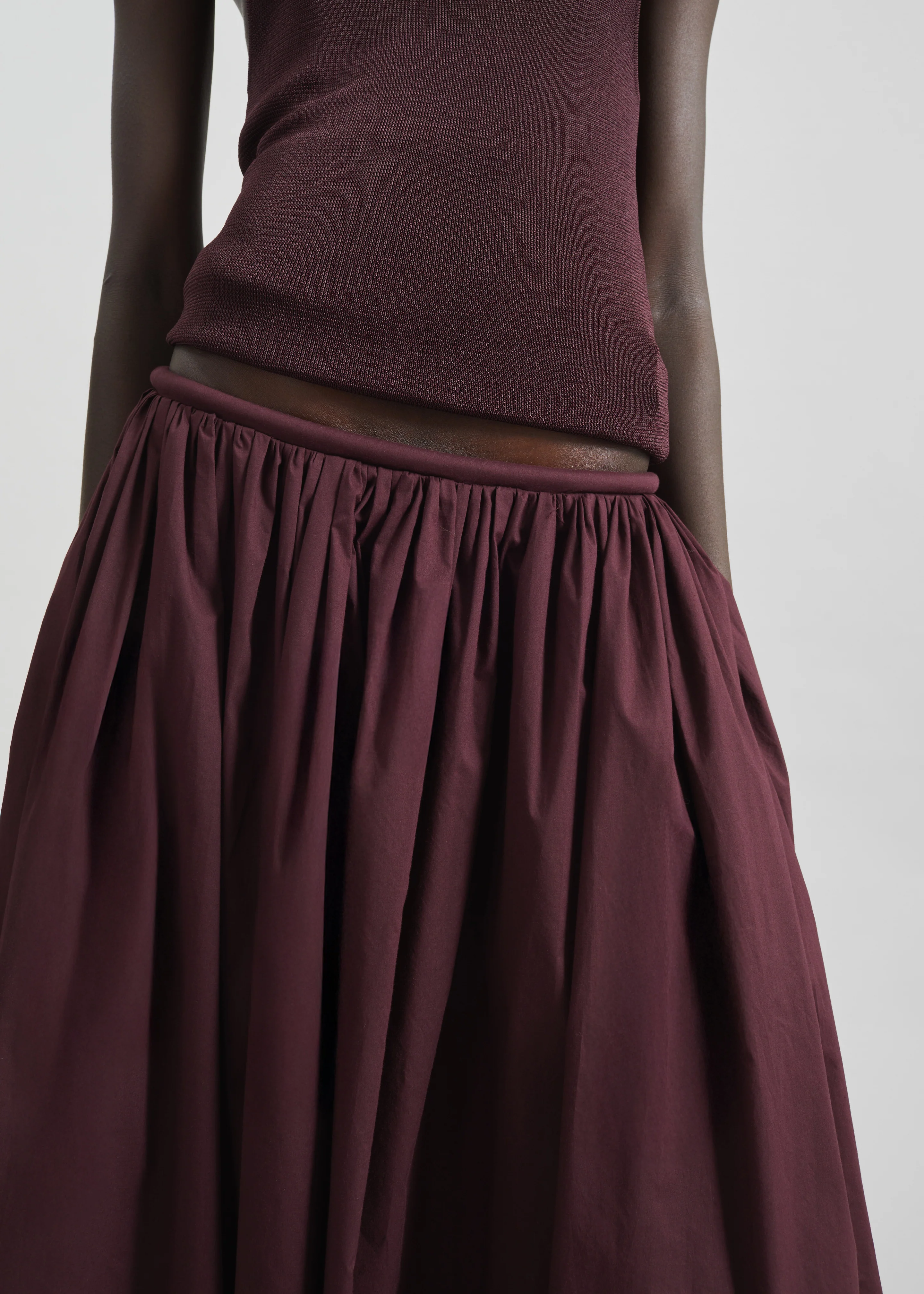 Gaeta Wide Corded Waistband Culottes - Burgundy - Image 6