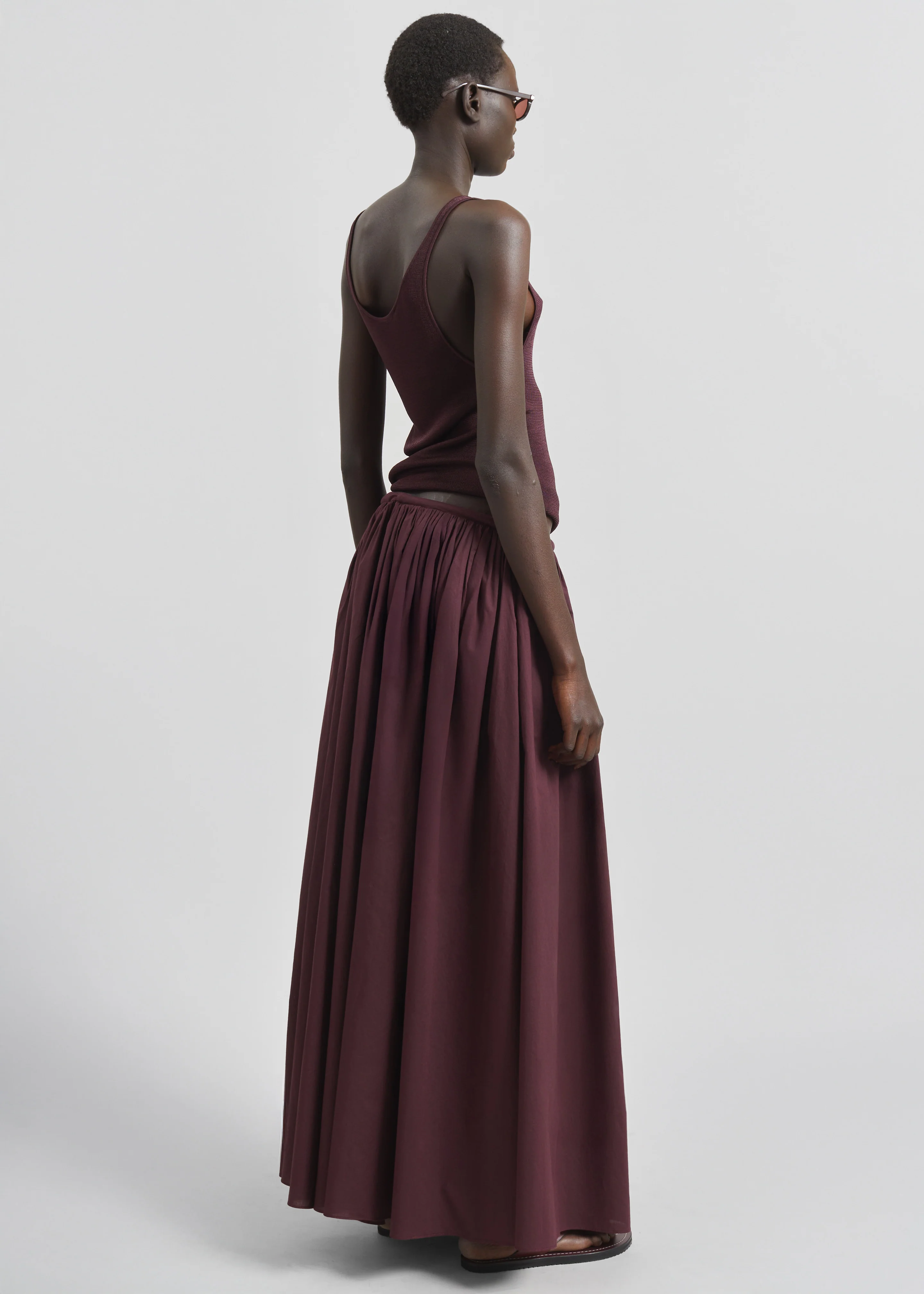 Gaeta Wide Corded Waistband Culottes - Burgundy - Image 9