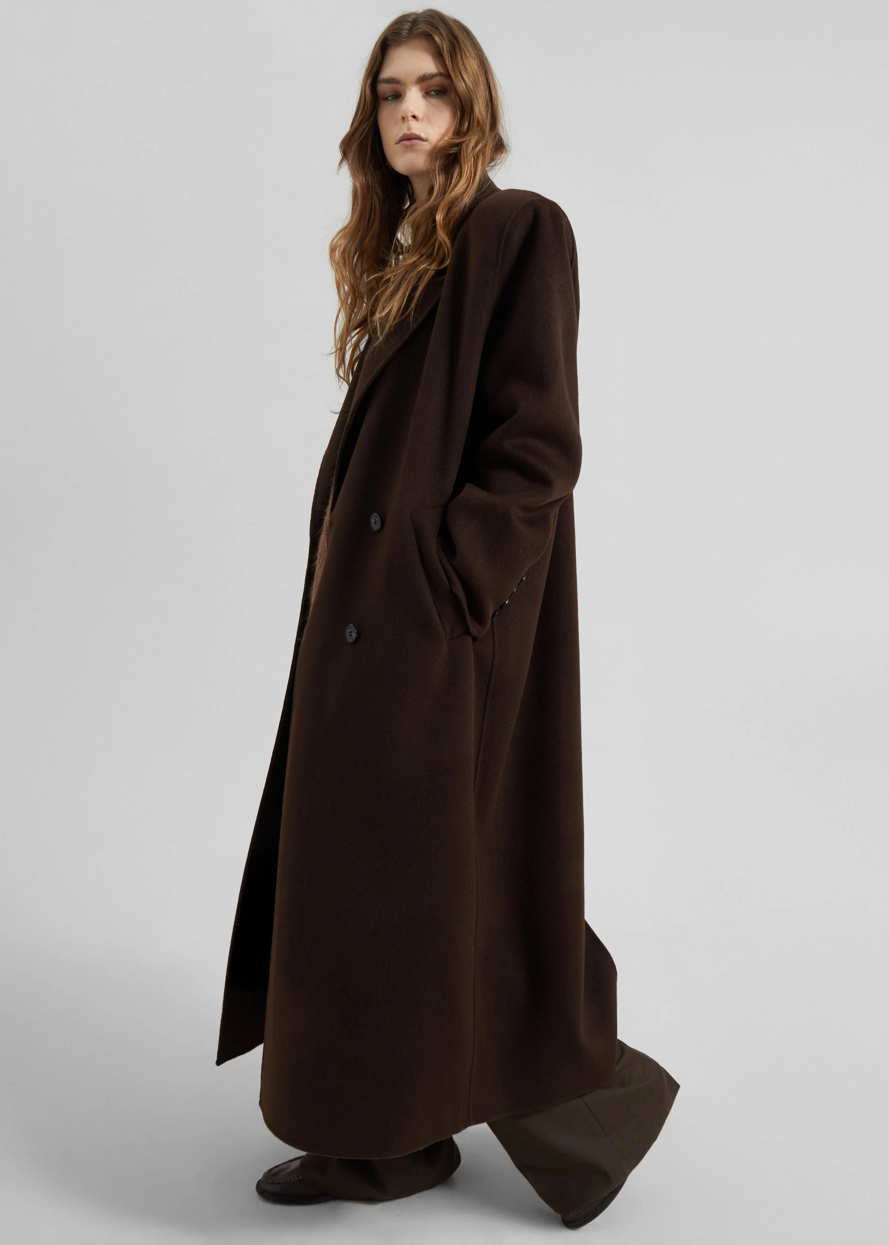 Gaia Double Breasted Coat - Dark Brown - Image 3