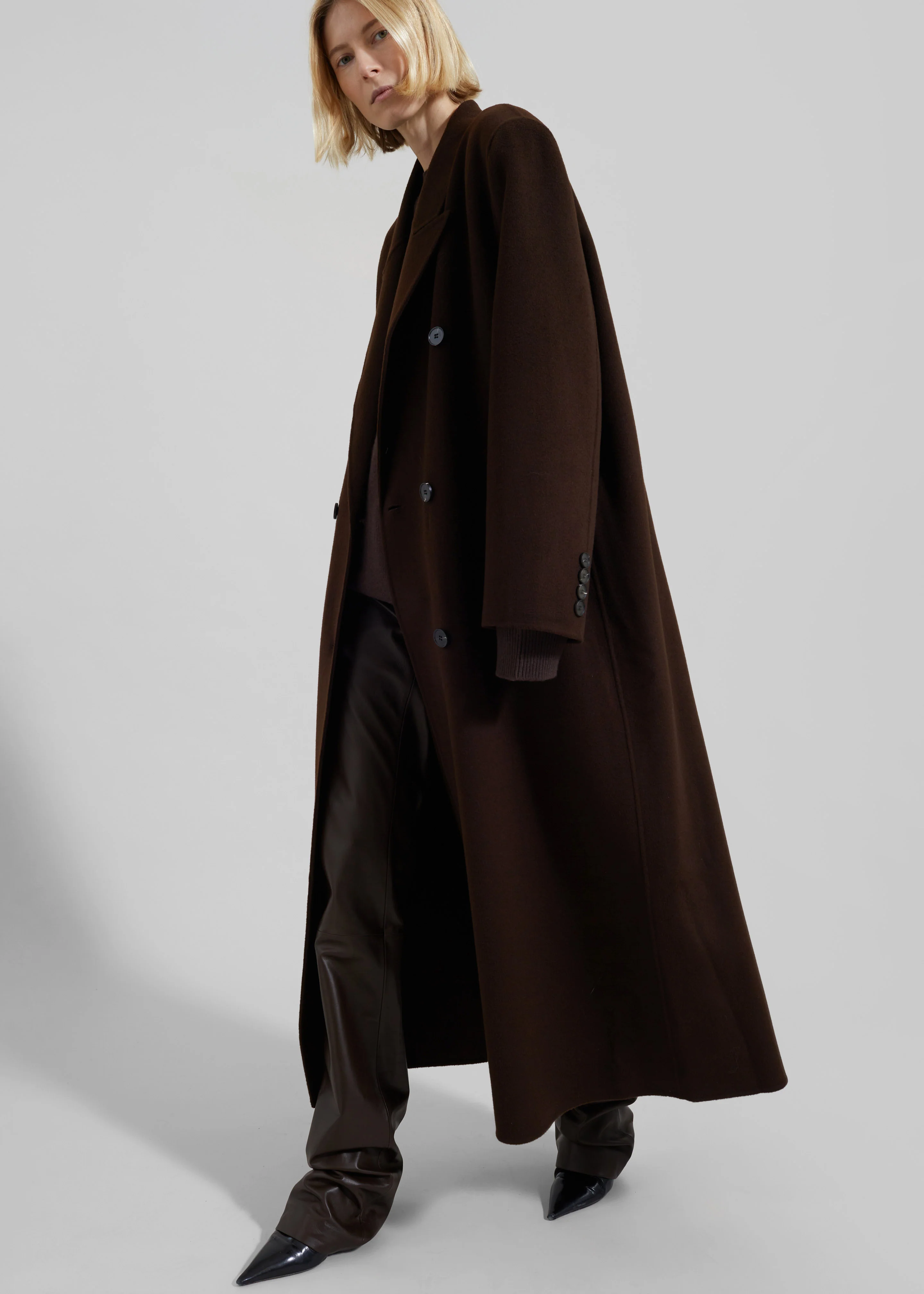 Gaia Double Breasted Coat - Dark Brown - Image 6