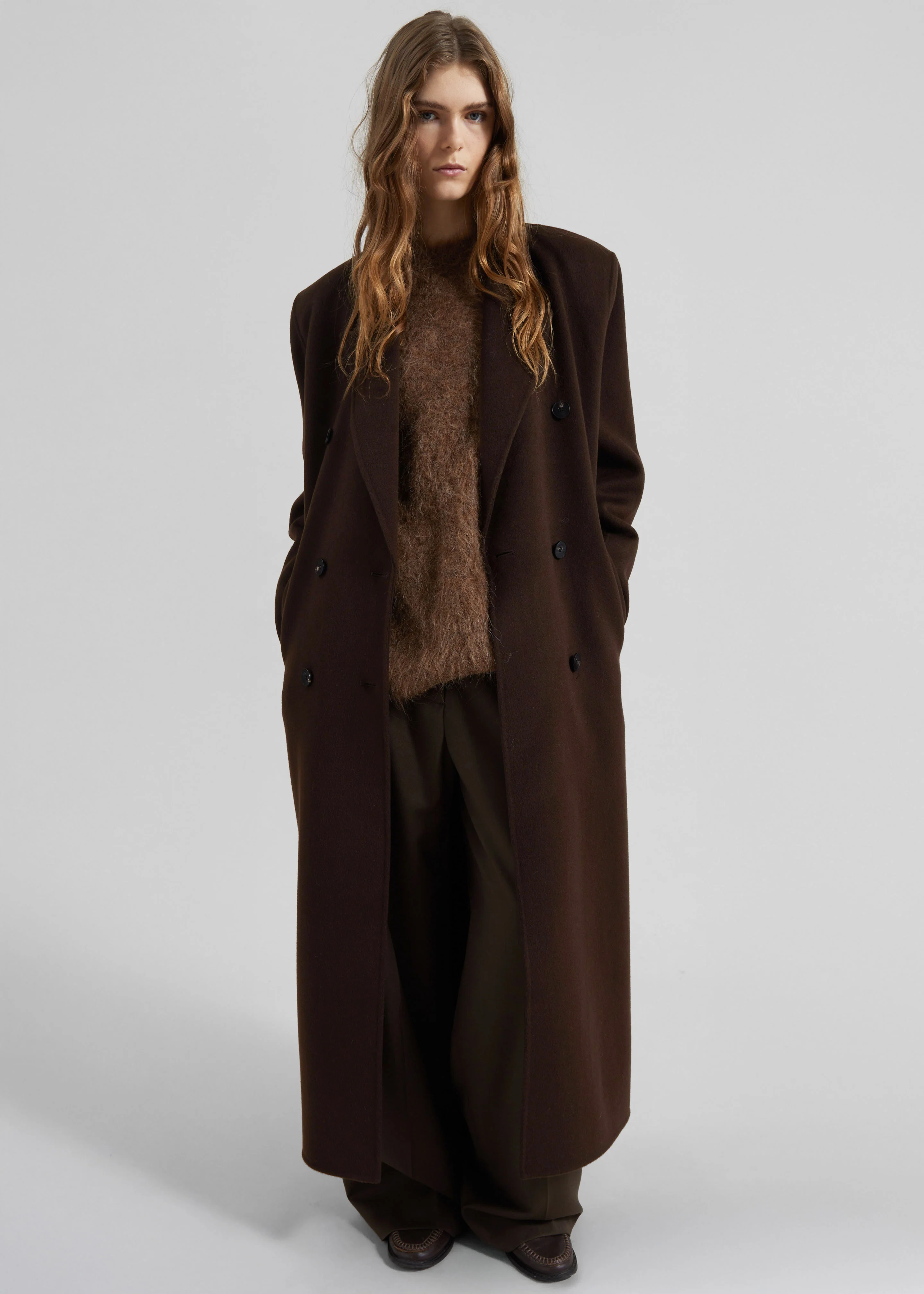 Gaia Double Breasted Coat - Dark Brown - Image 7