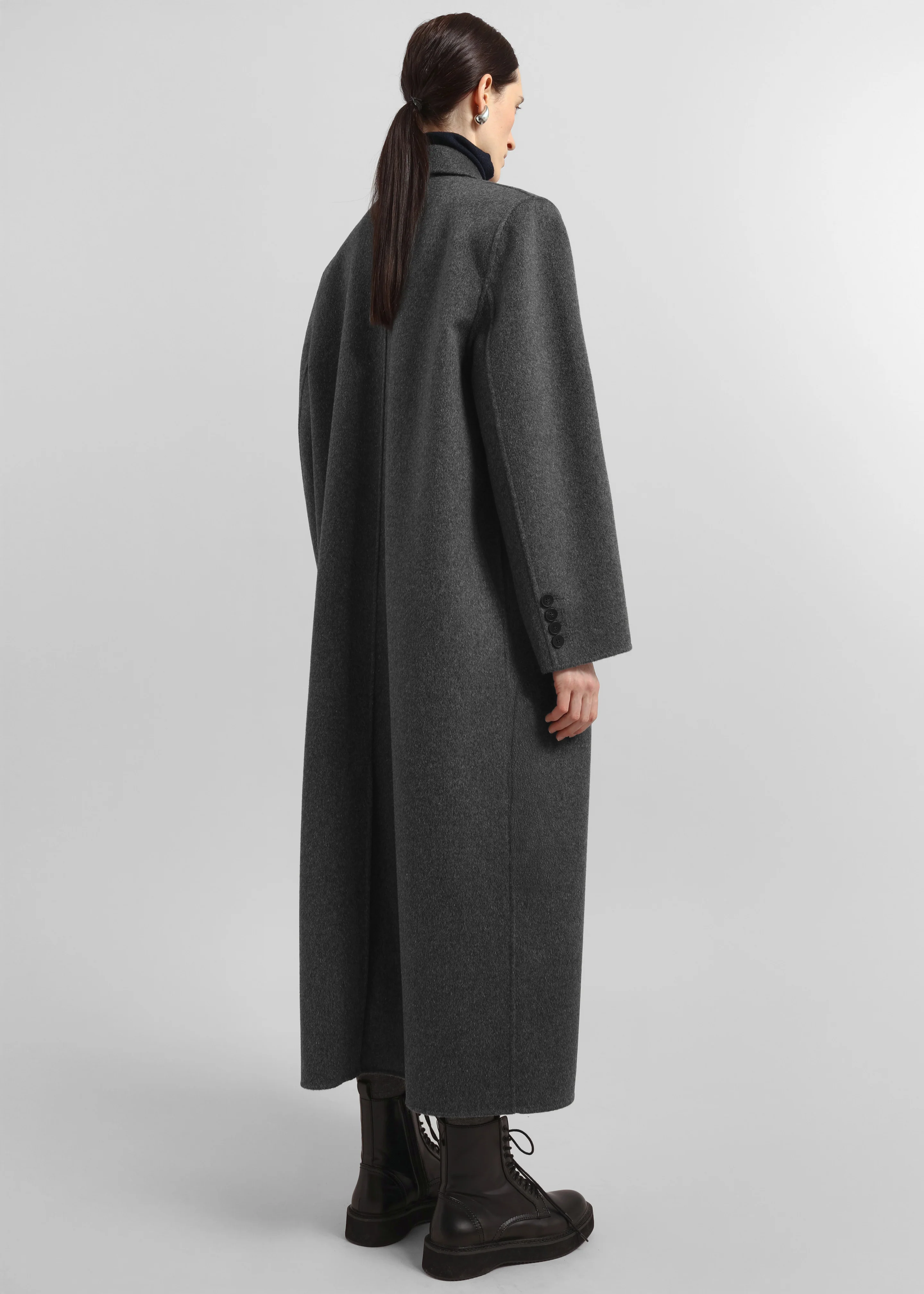 Gaia Double Breasted Coat - Dark Grey Melange - Image 7