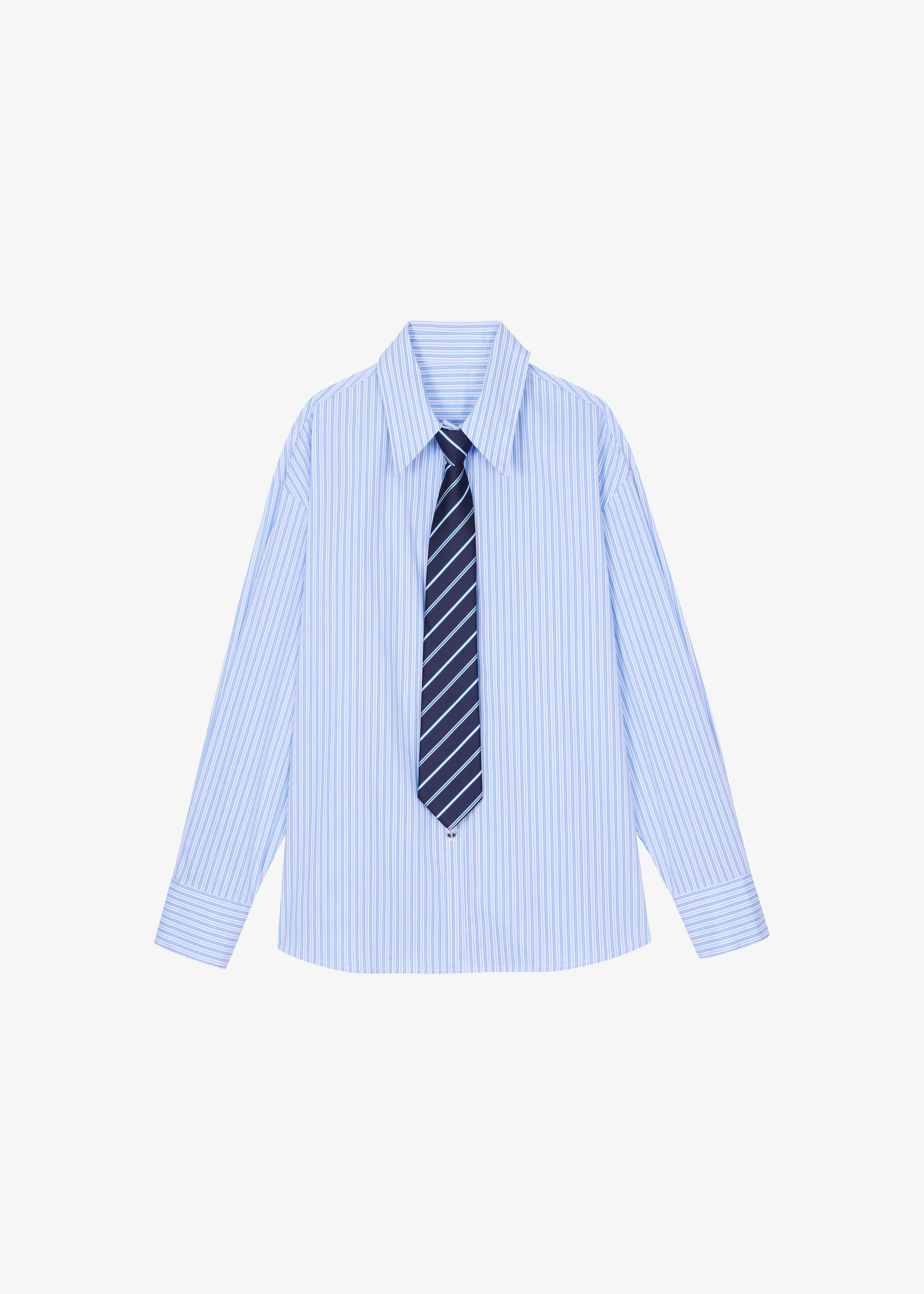 Gainsford Neck Tie Shirt - Blue/White Stripe - Image 11