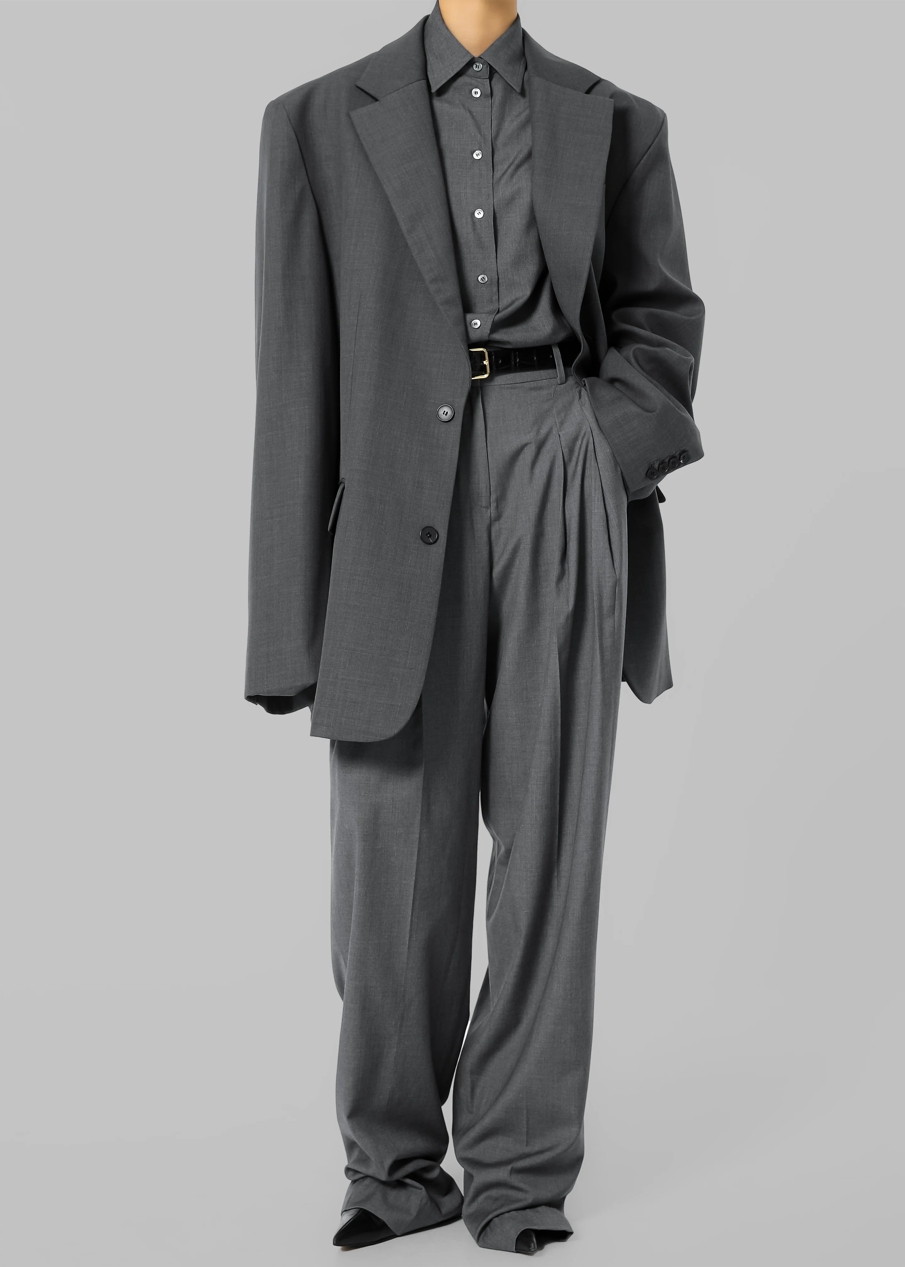 Gelso Oversized Blazer - Dark Grey Melange - Image 10