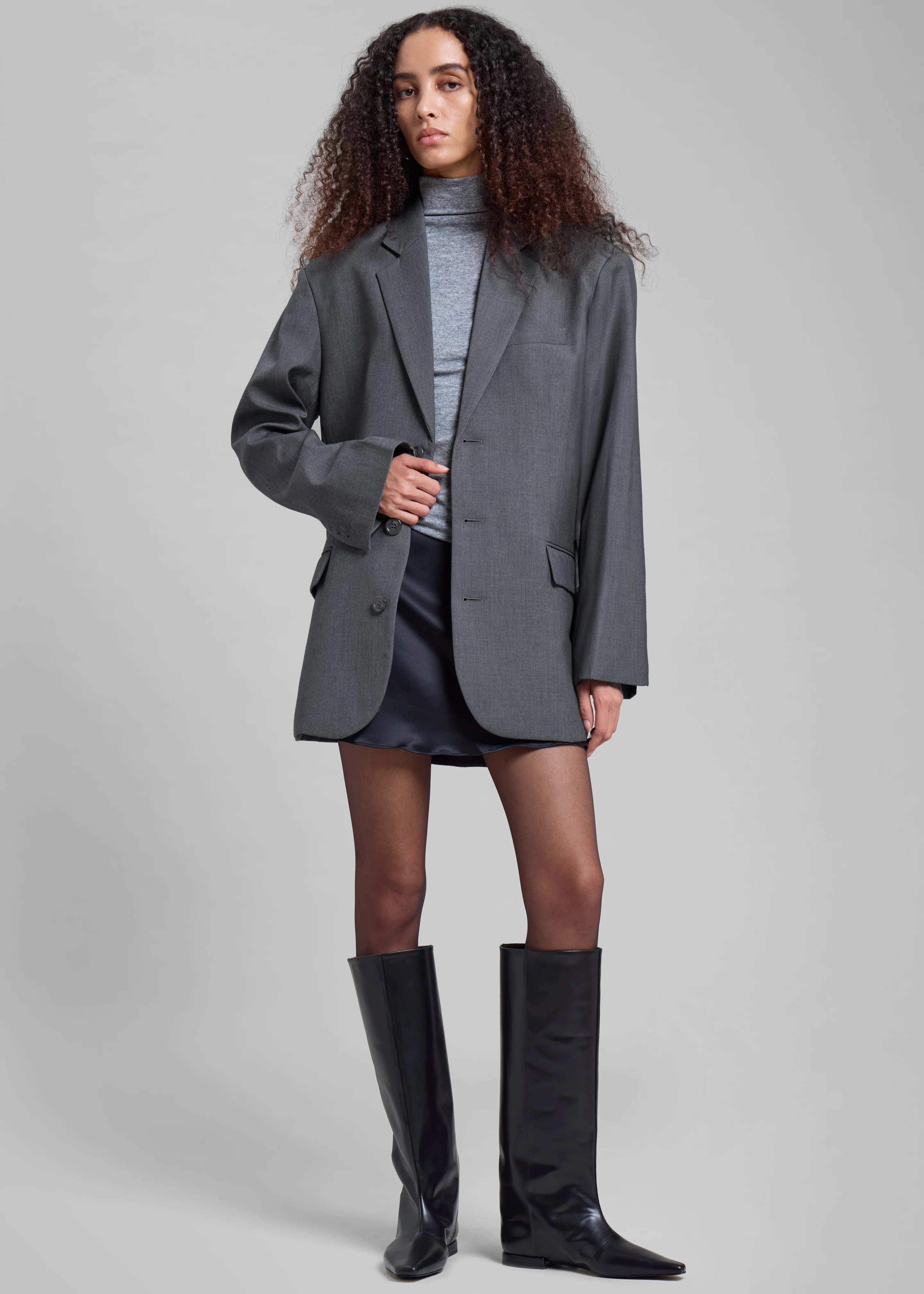 Gelso Oversized Blazer - Dark Grey Melange - Image 6