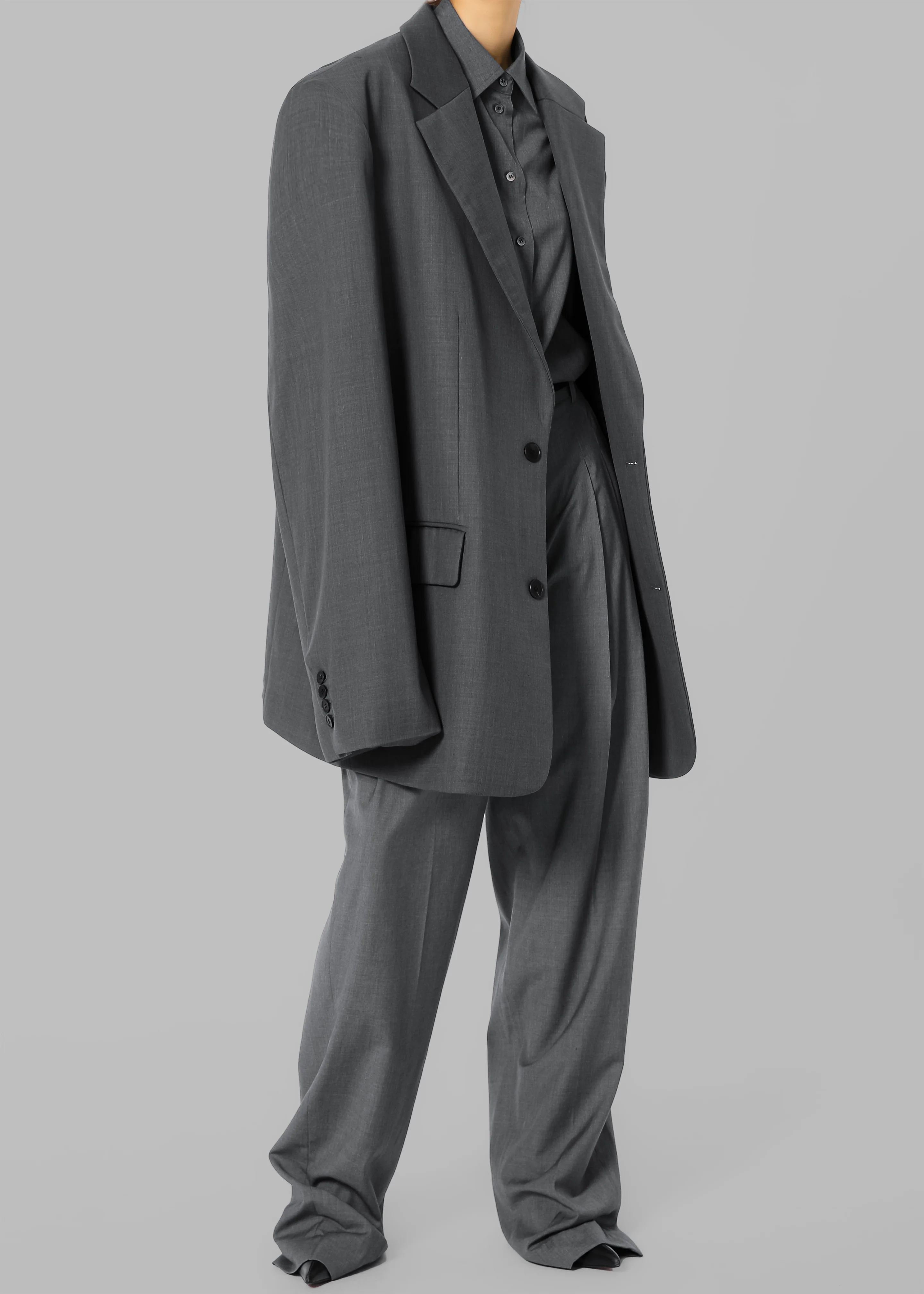 Gelso Oversized Blazer - Dark Grey Melange - Image 8