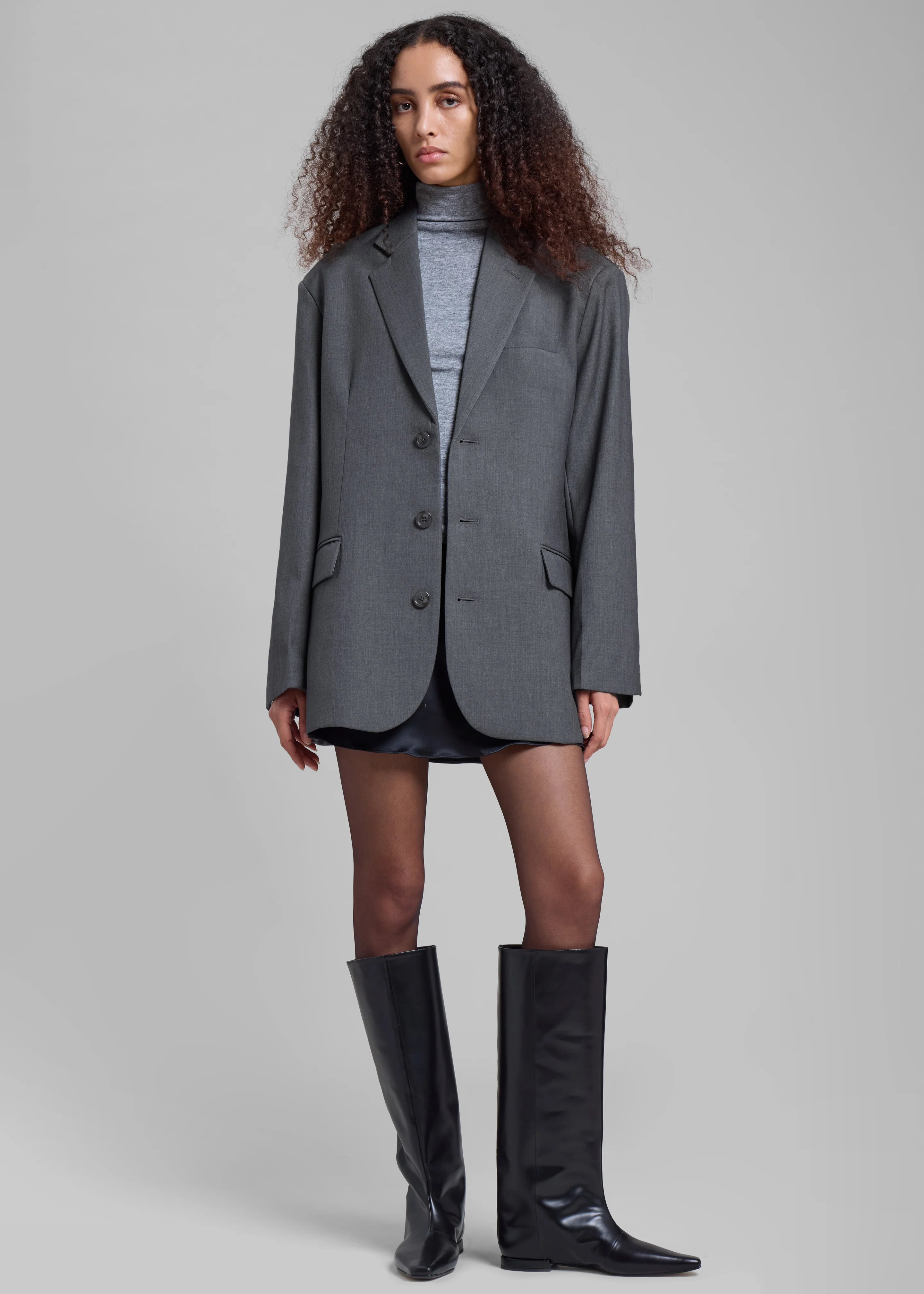 Gelso Oversized Blazer - Dark Grey Melange - Image 9