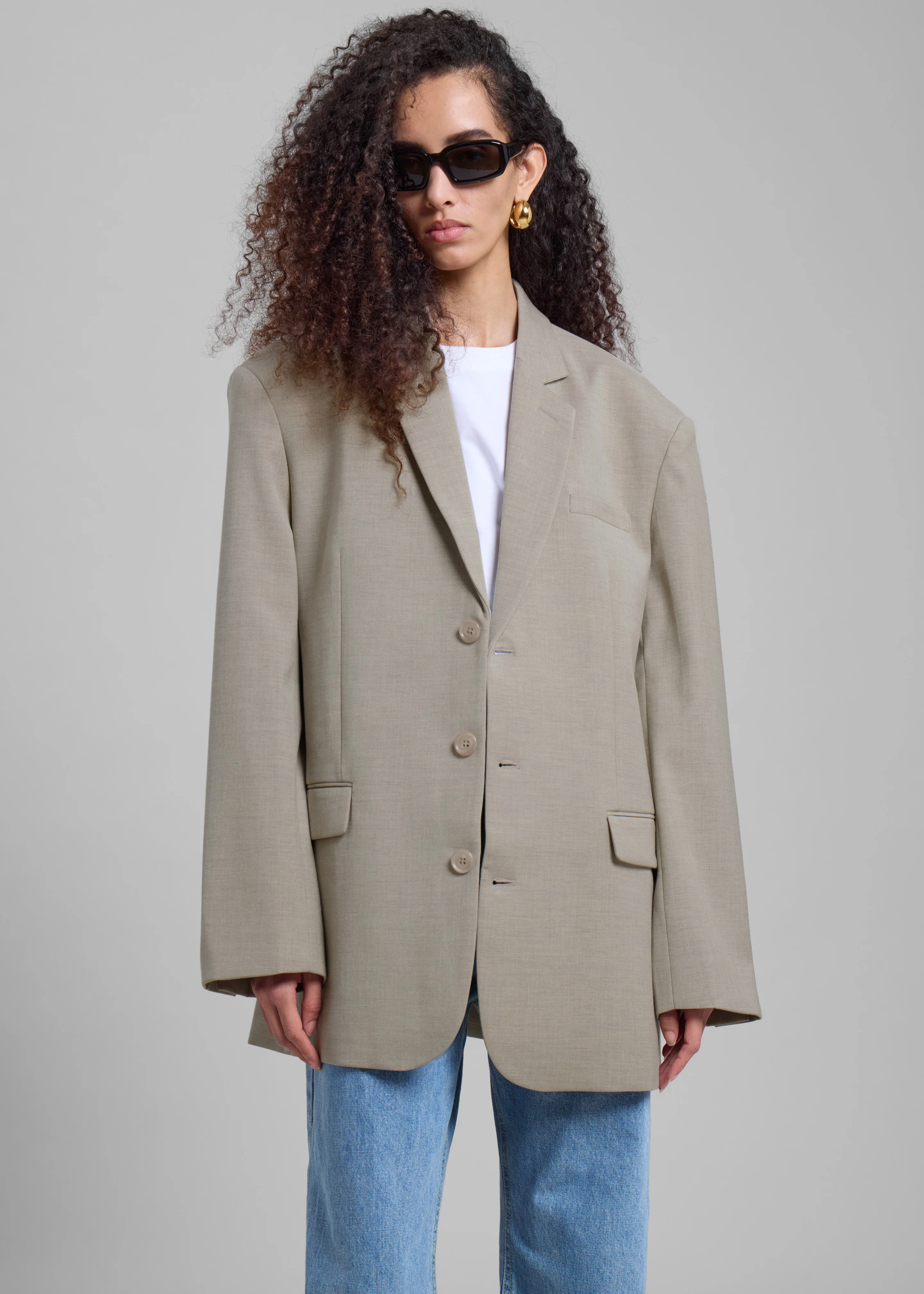 Gelso Oversized Blazer - Light Taupe Melange - Image 6