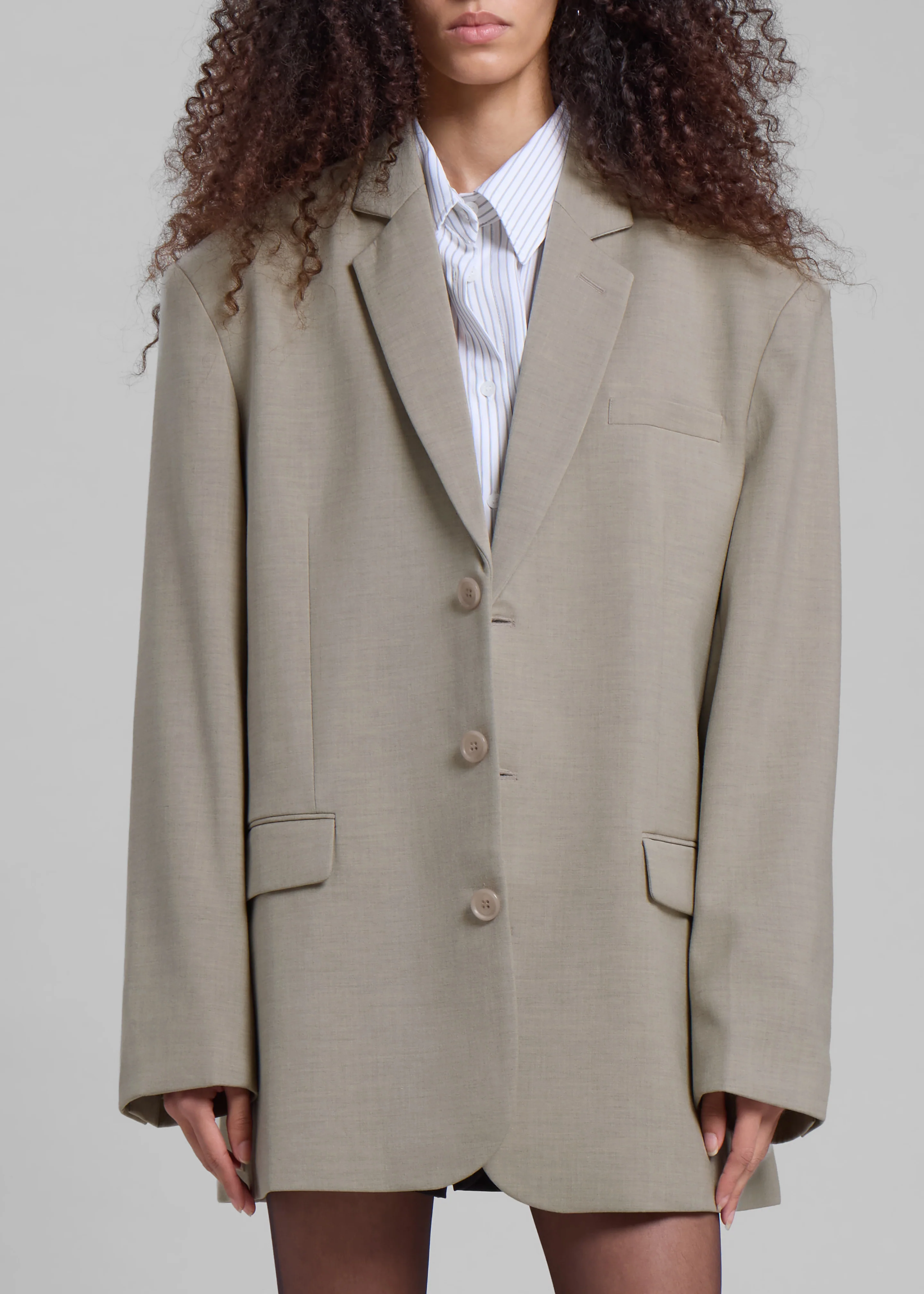 Gelso Oversized Blazer - Light Taupe Melange - Image 7