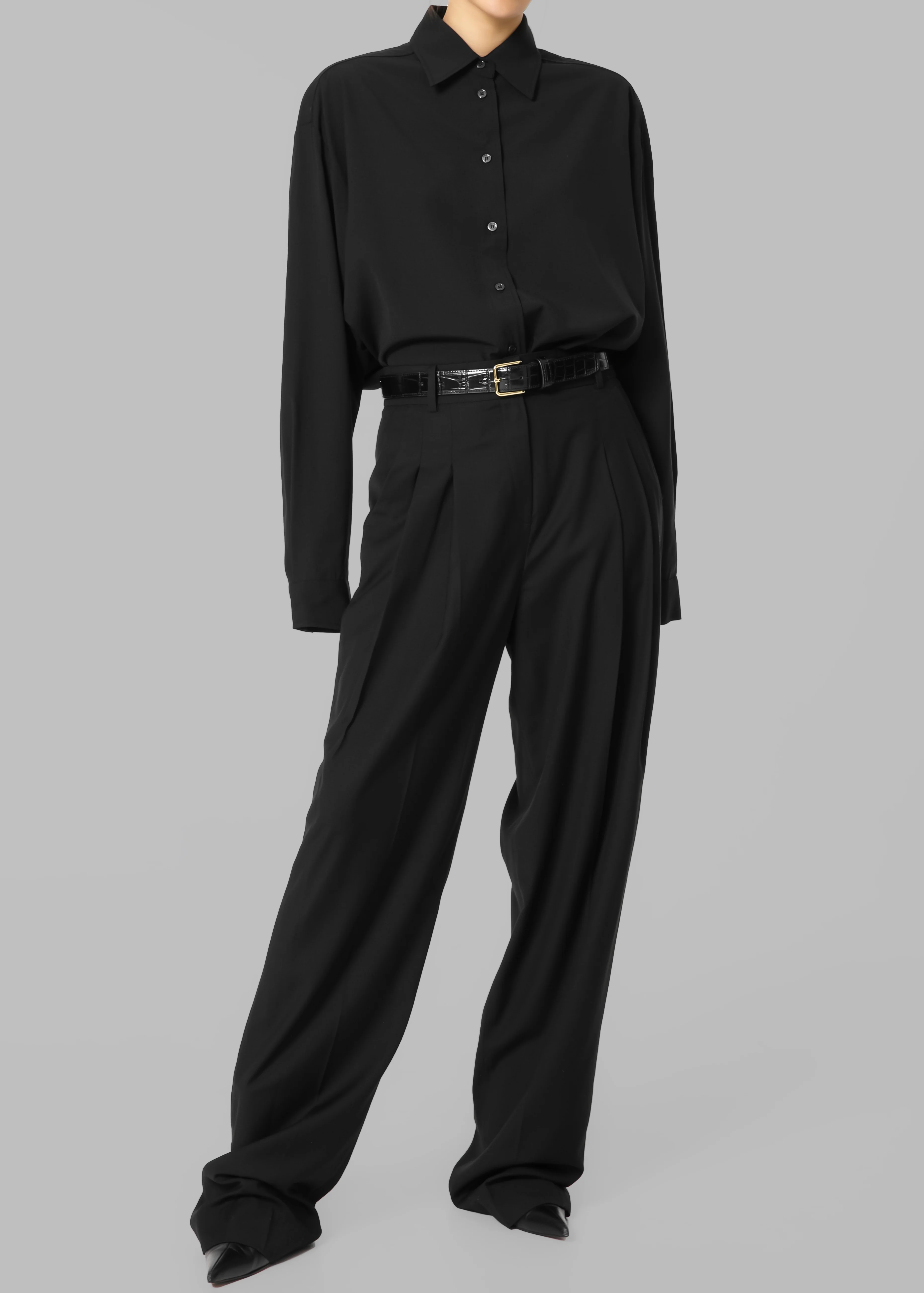 Gelso Pleated Trousers - Black - Image 6