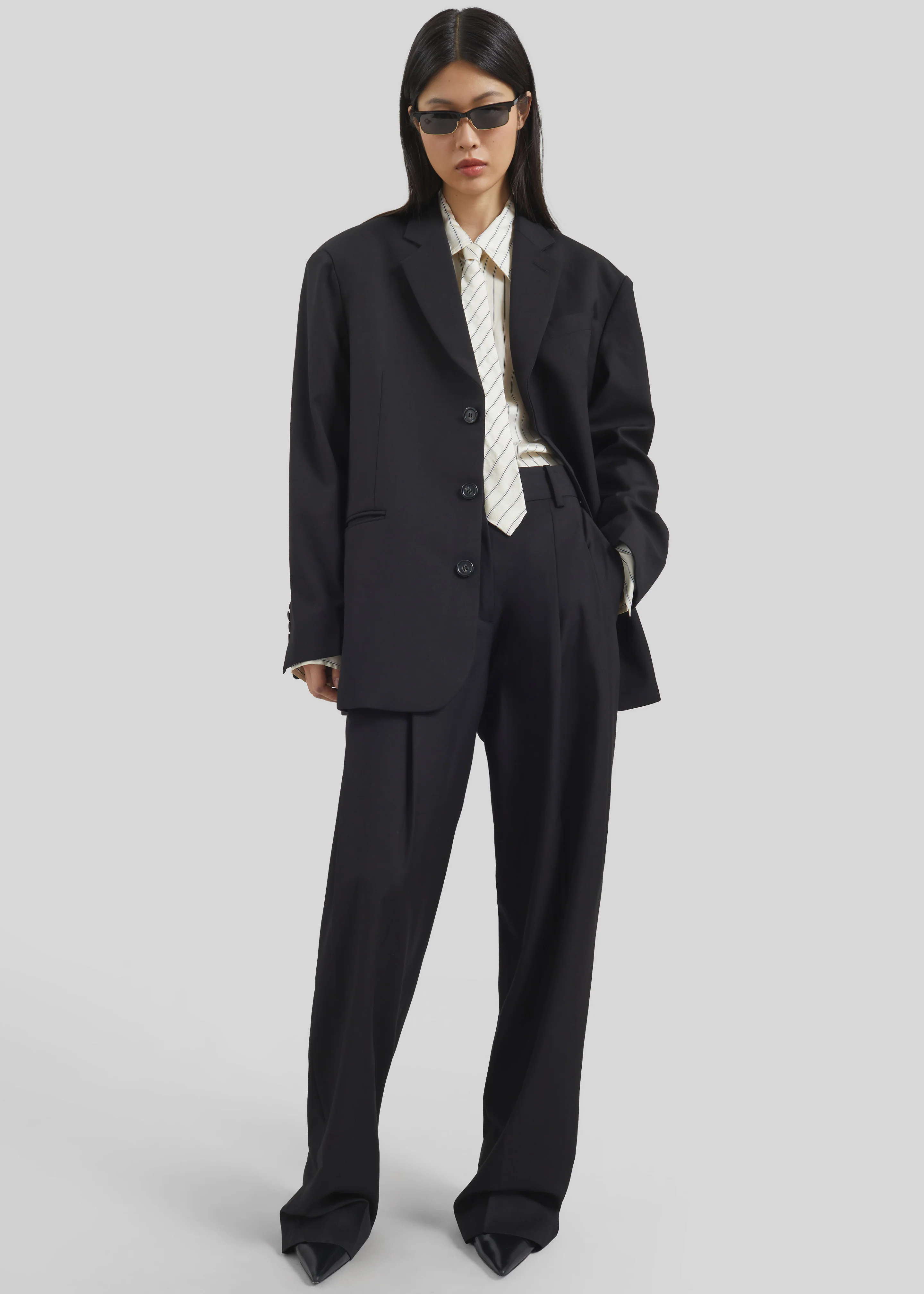 Gelso Pleated Trousers - Black - Image 8
