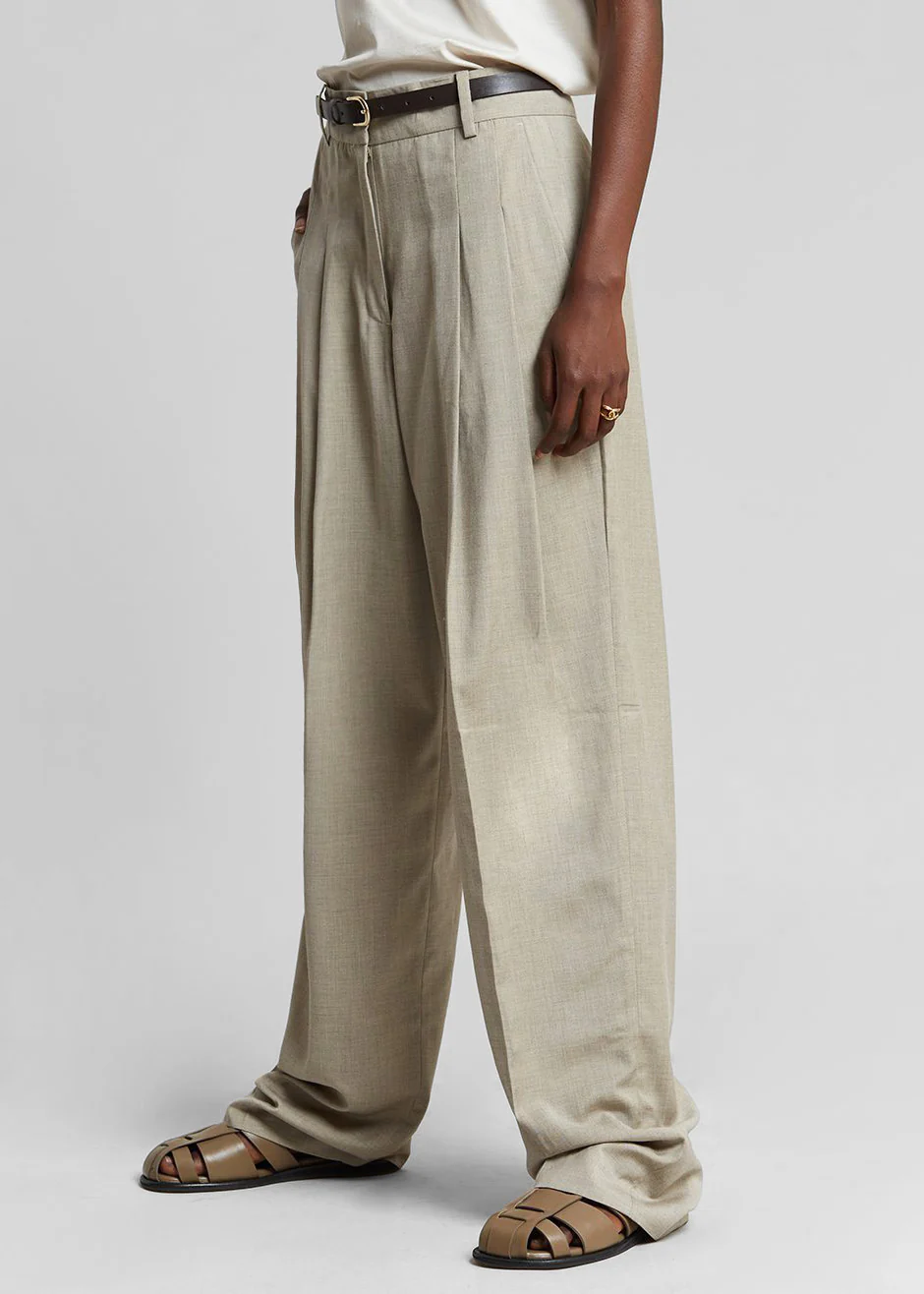 Gelso Pleated Trousers - Light Taupe Melange - Image 12