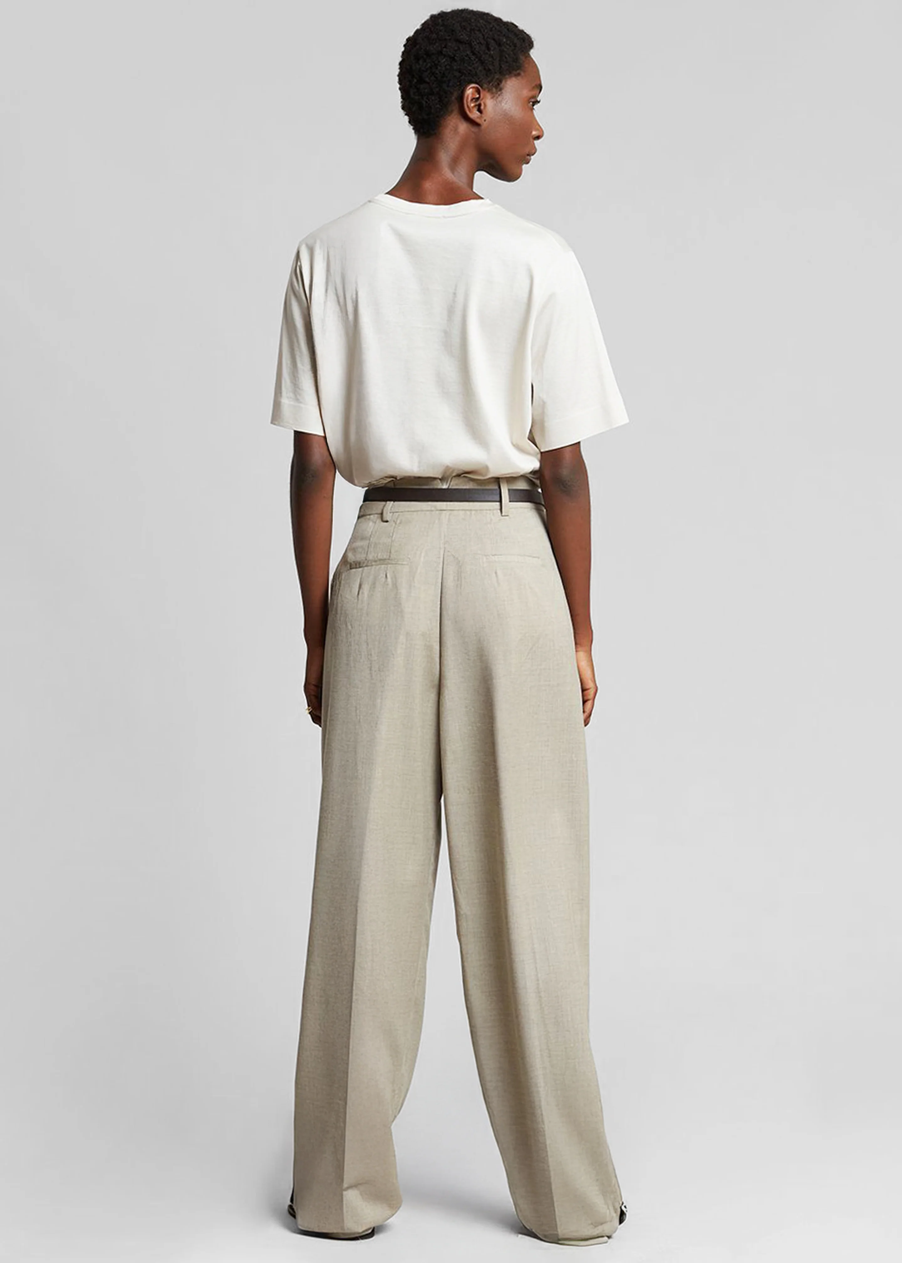Gelso Pleated Trousers - Light Taupe Melange - Image 14