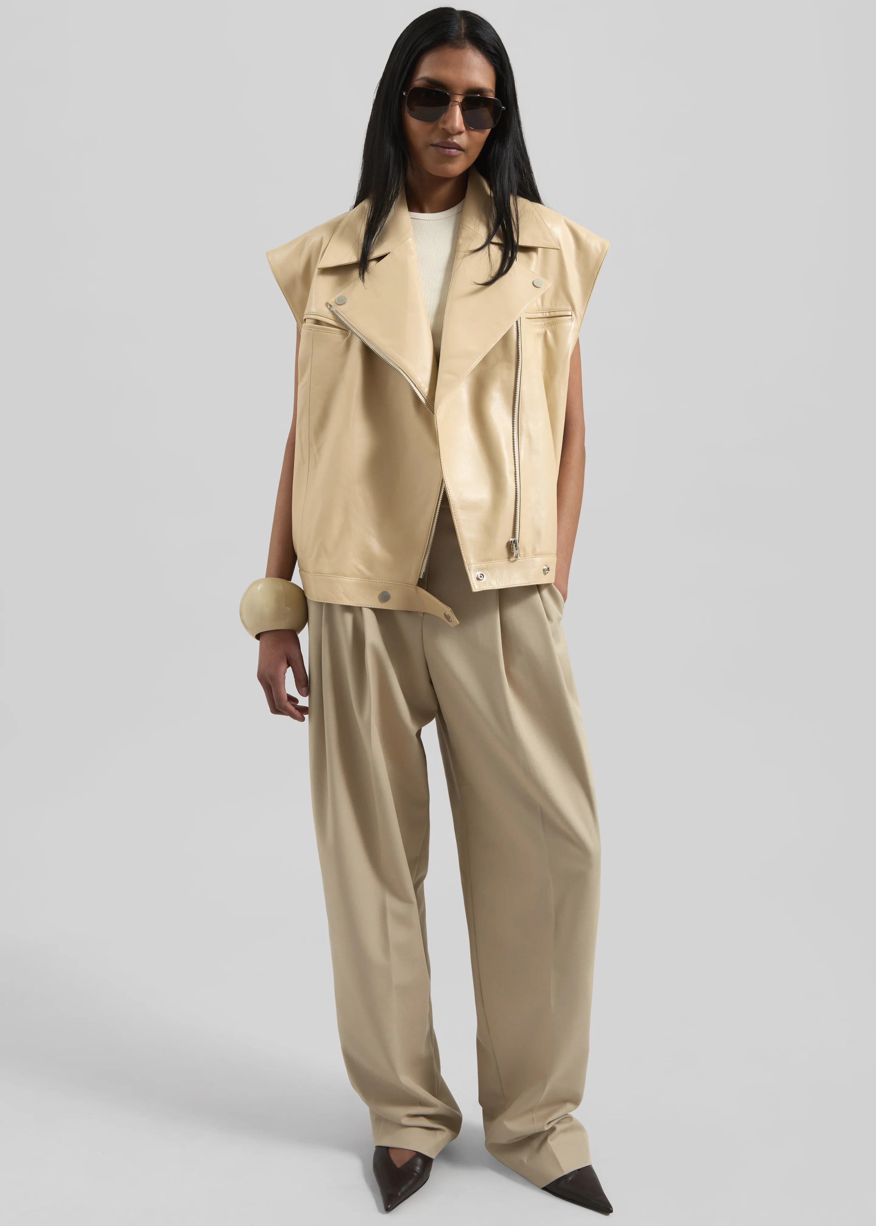 Gelso Pleated Twill Trousers - Beige - Image 8