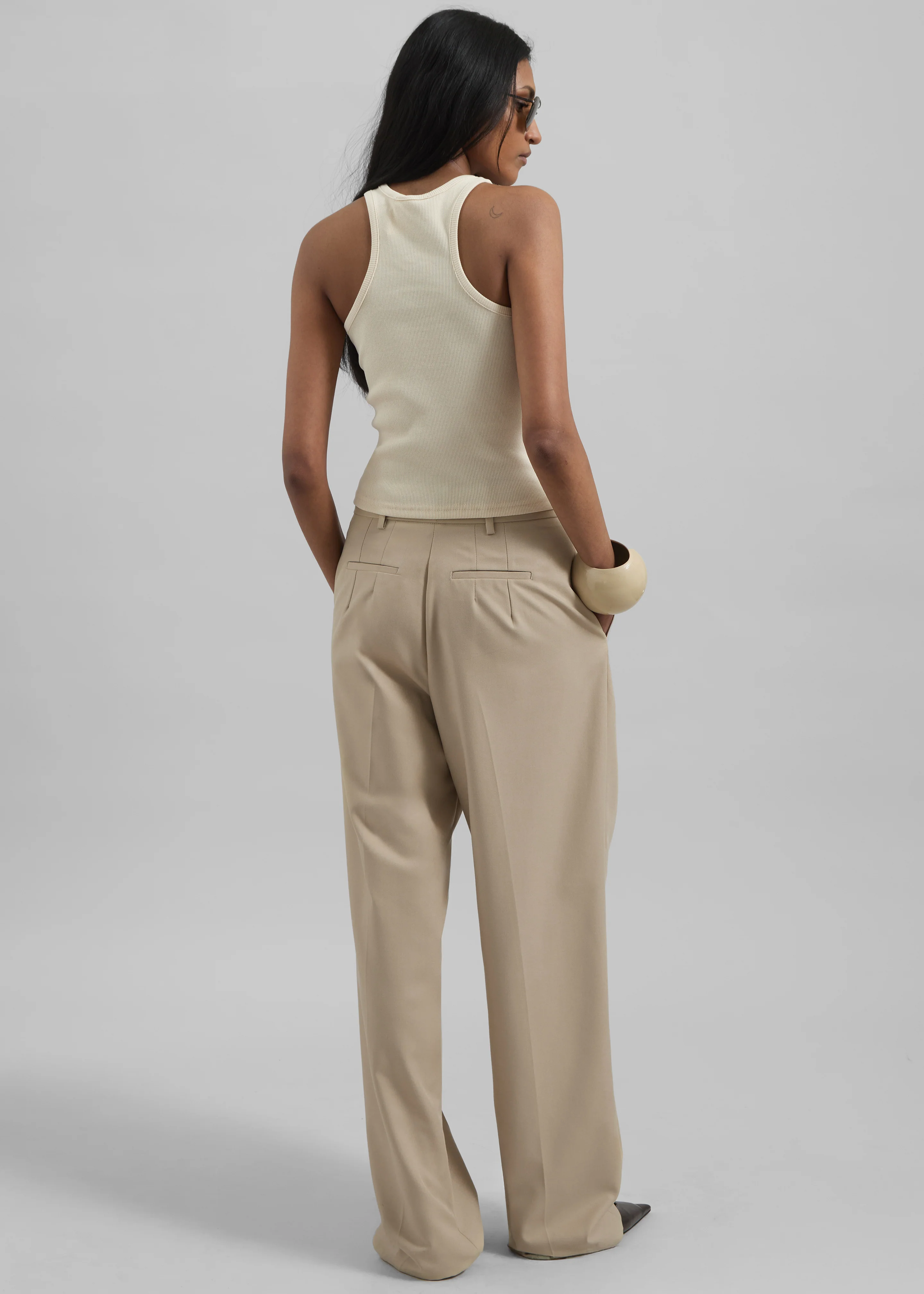 Gelso Pleated Twill Trousers - Beige - Image 9