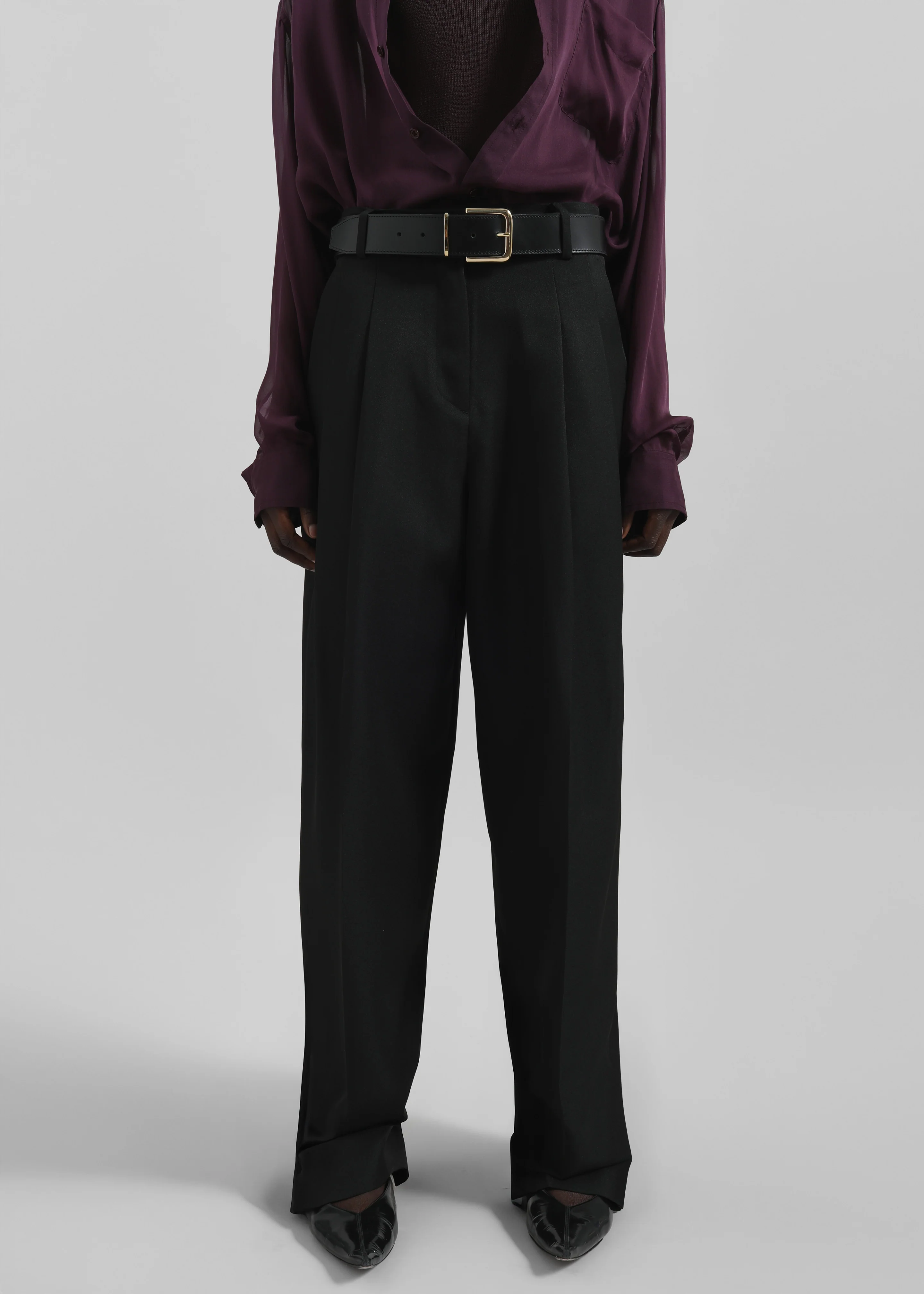 Gelso Pleated Twill Trousers - Black - Image 2