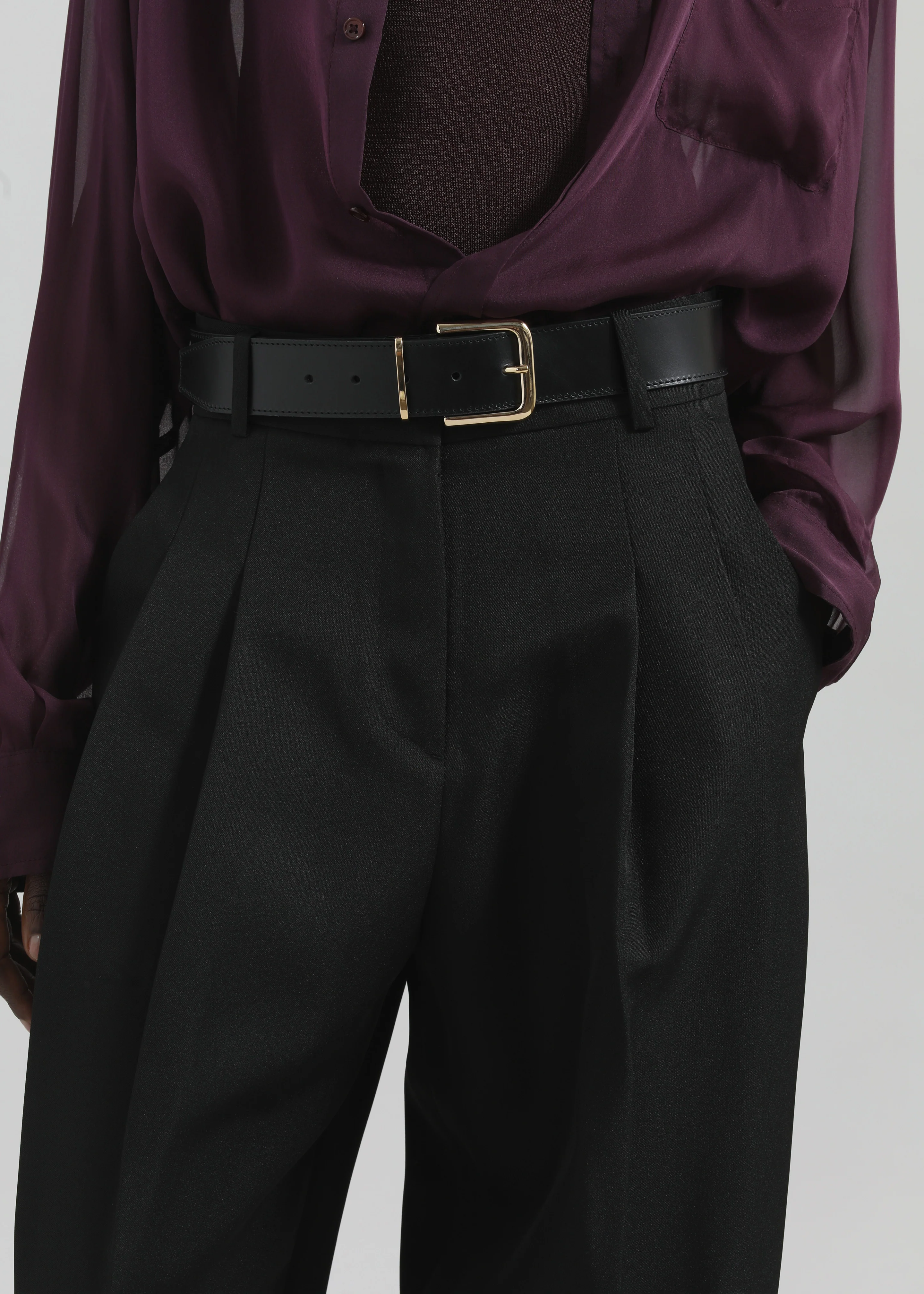 Gelso Pleated Twill Trousers - Black - Image 3