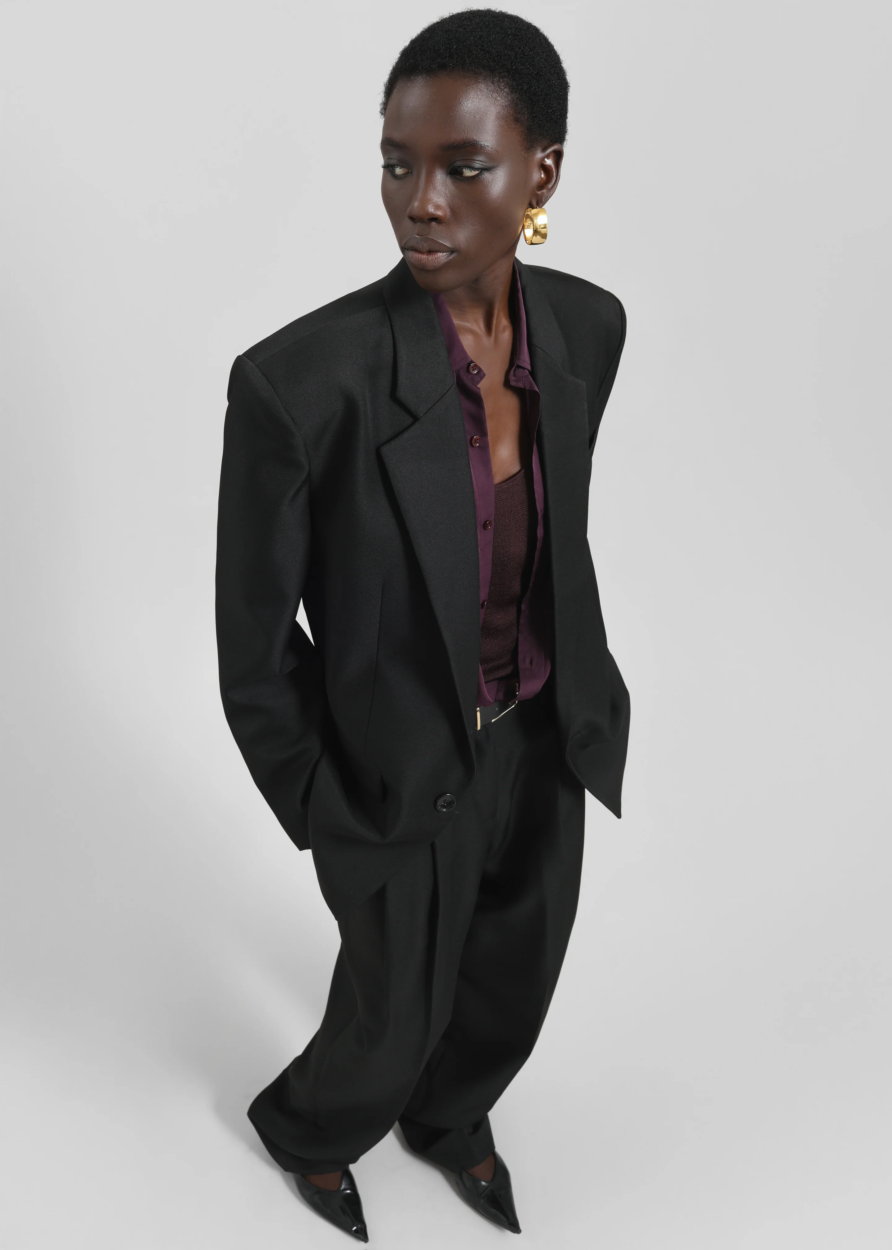Gelso Pleated Twill Trousers - Black - Image 6